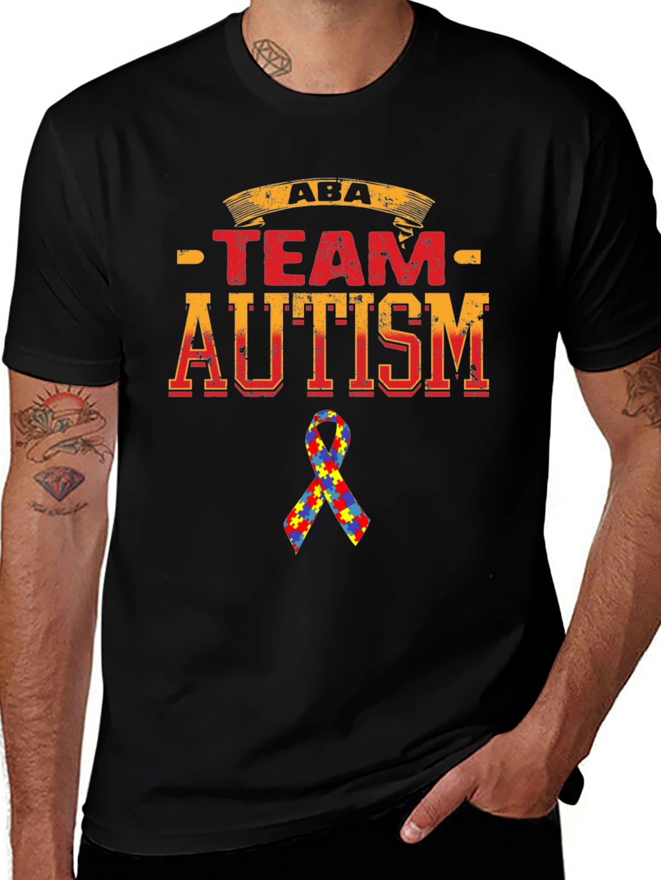 ABA Team Autism Puzzle Ribbon T-Shirt