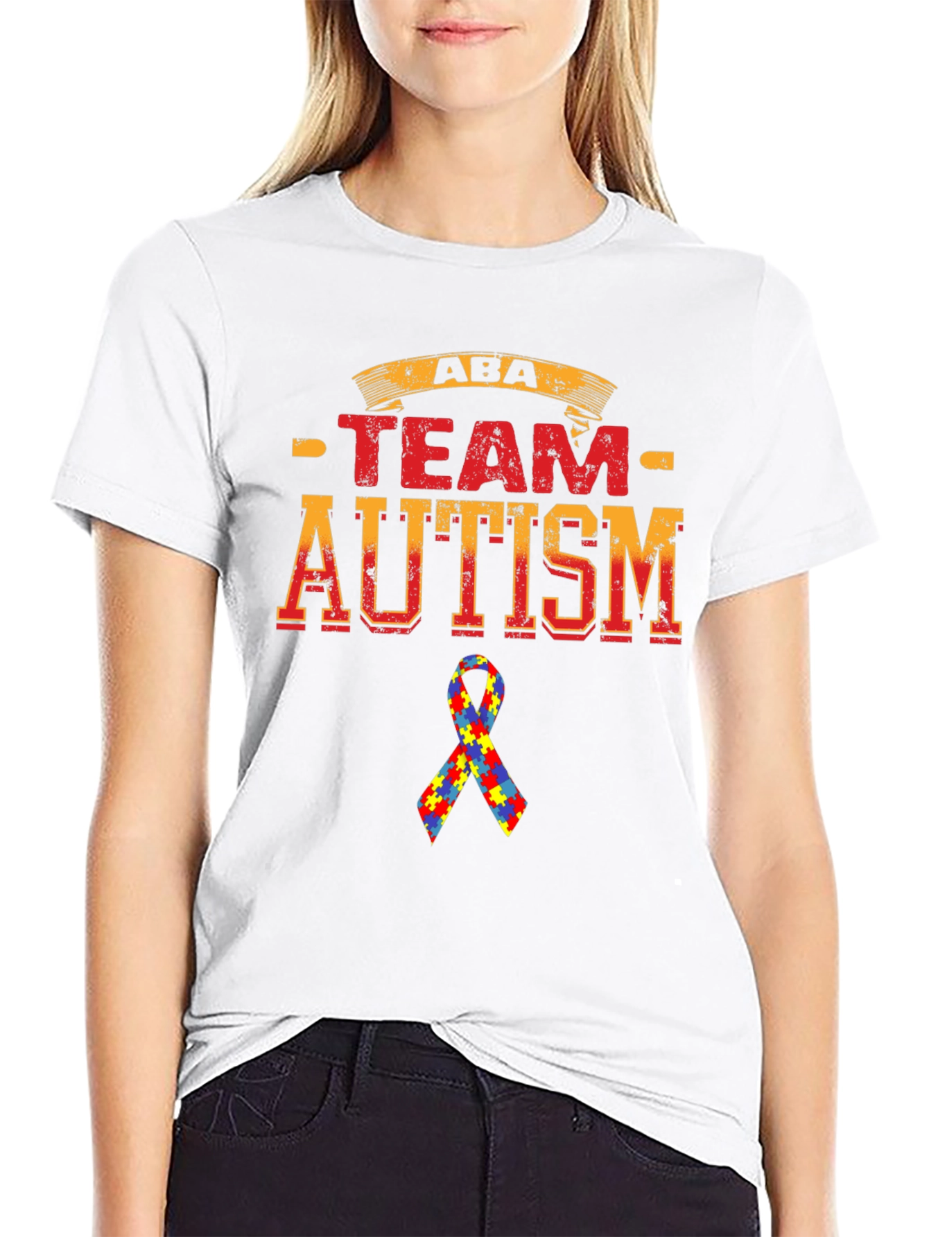 ABA Team Autism Puzzle Ribbon T-Shirt