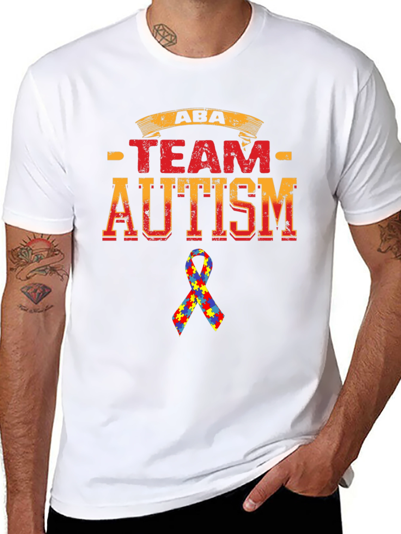 ABA Team Autism Puzzle Ribbon T-Shirt