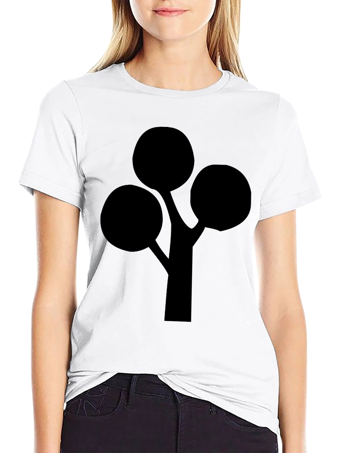 Modern Abstract Tree Graphic Black T-Shirt