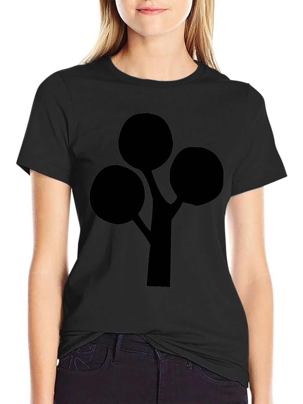 Modern Abstract Tree Graphic Black T-Shirt