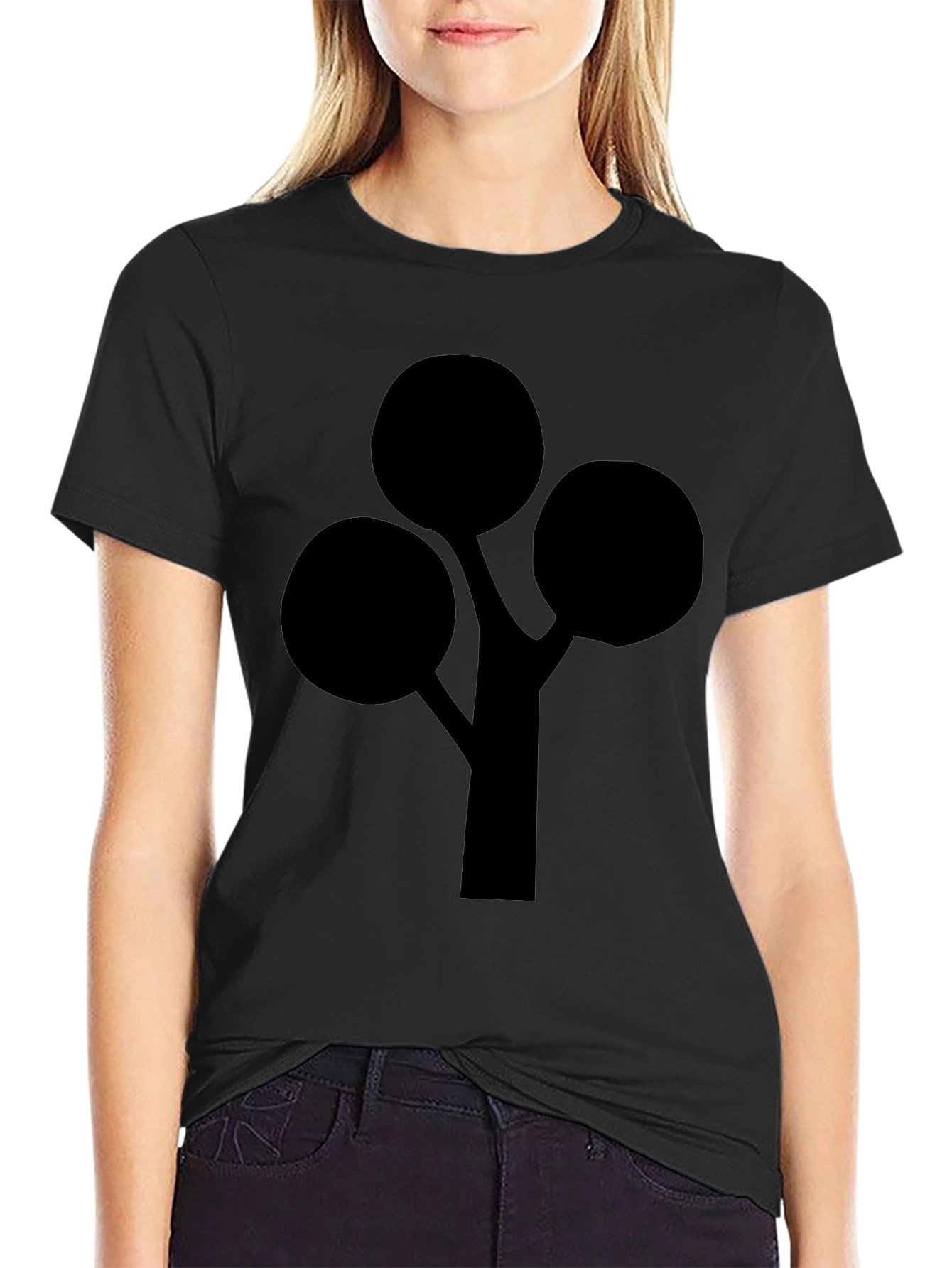 Modern Abstract Tree Graphic Black T-Shirt