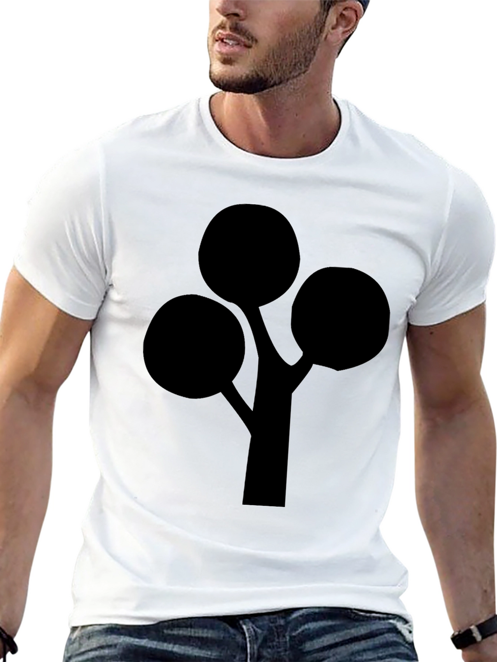 Modern Abstract Tree Graphic Black T-Shirt