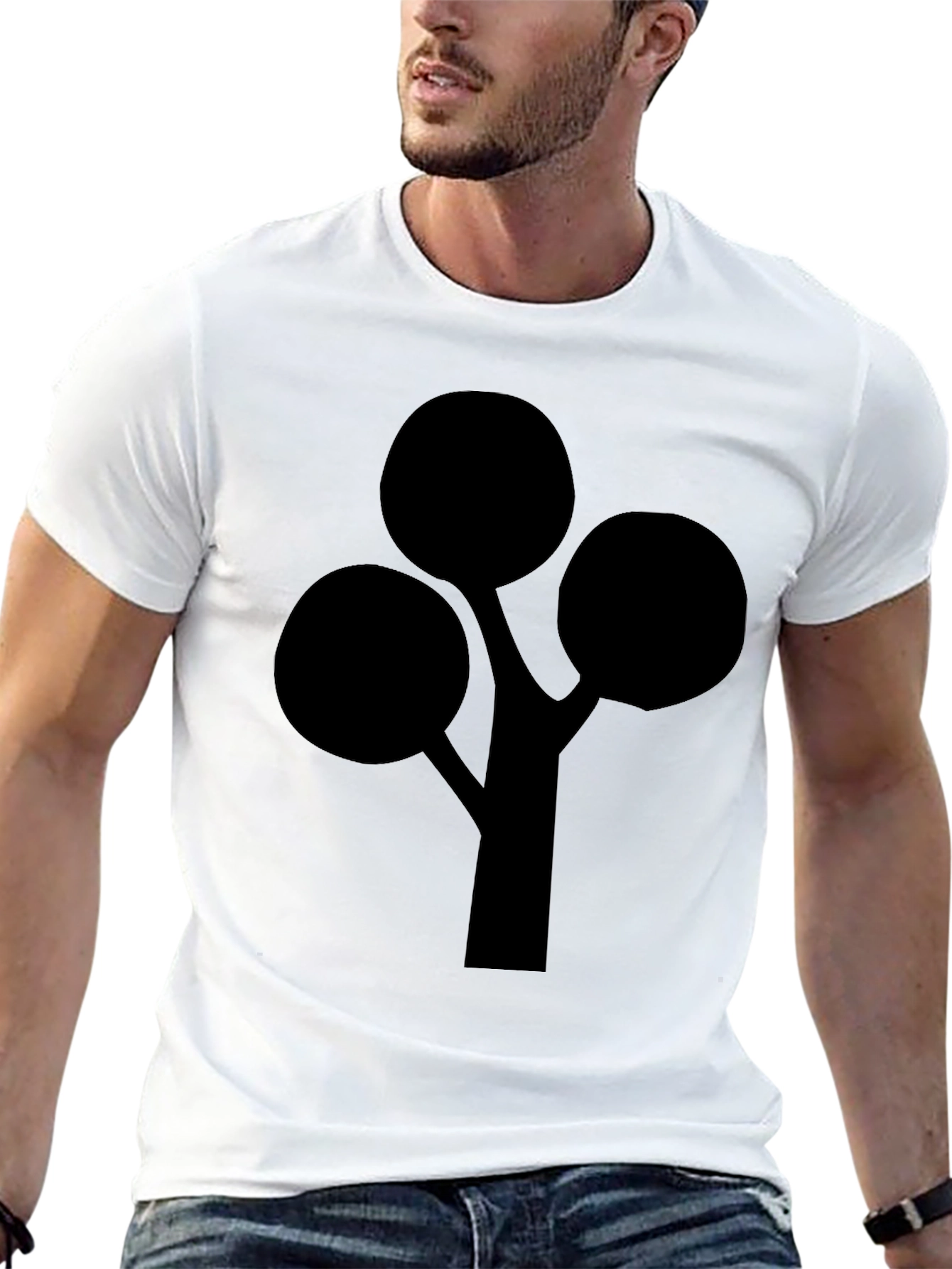 Modern Abstract Tree Graphic Black T-Shirt