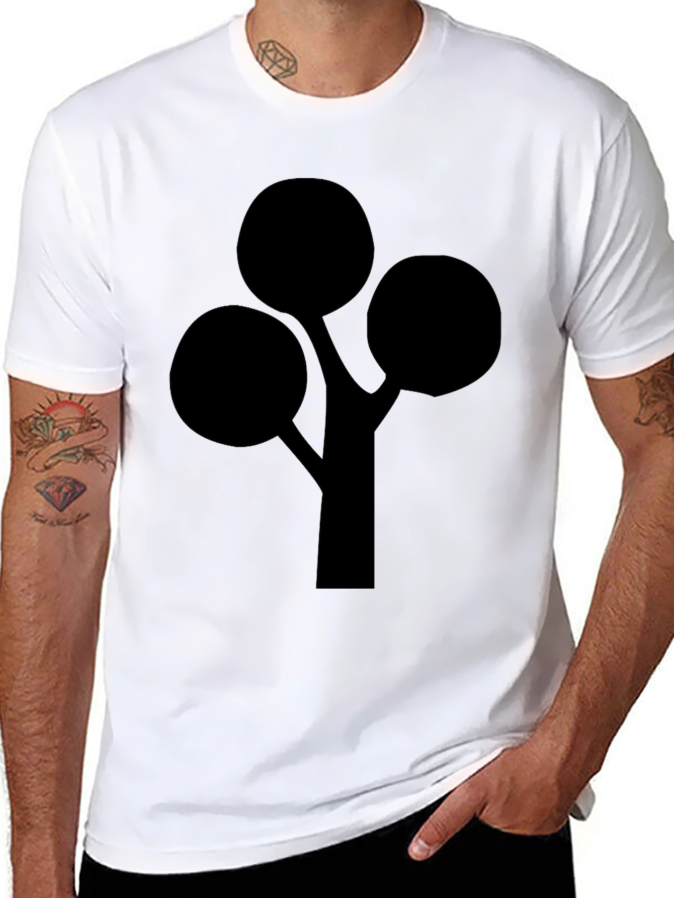 Modern Abstract Tree Graphic Black T-Shirt
