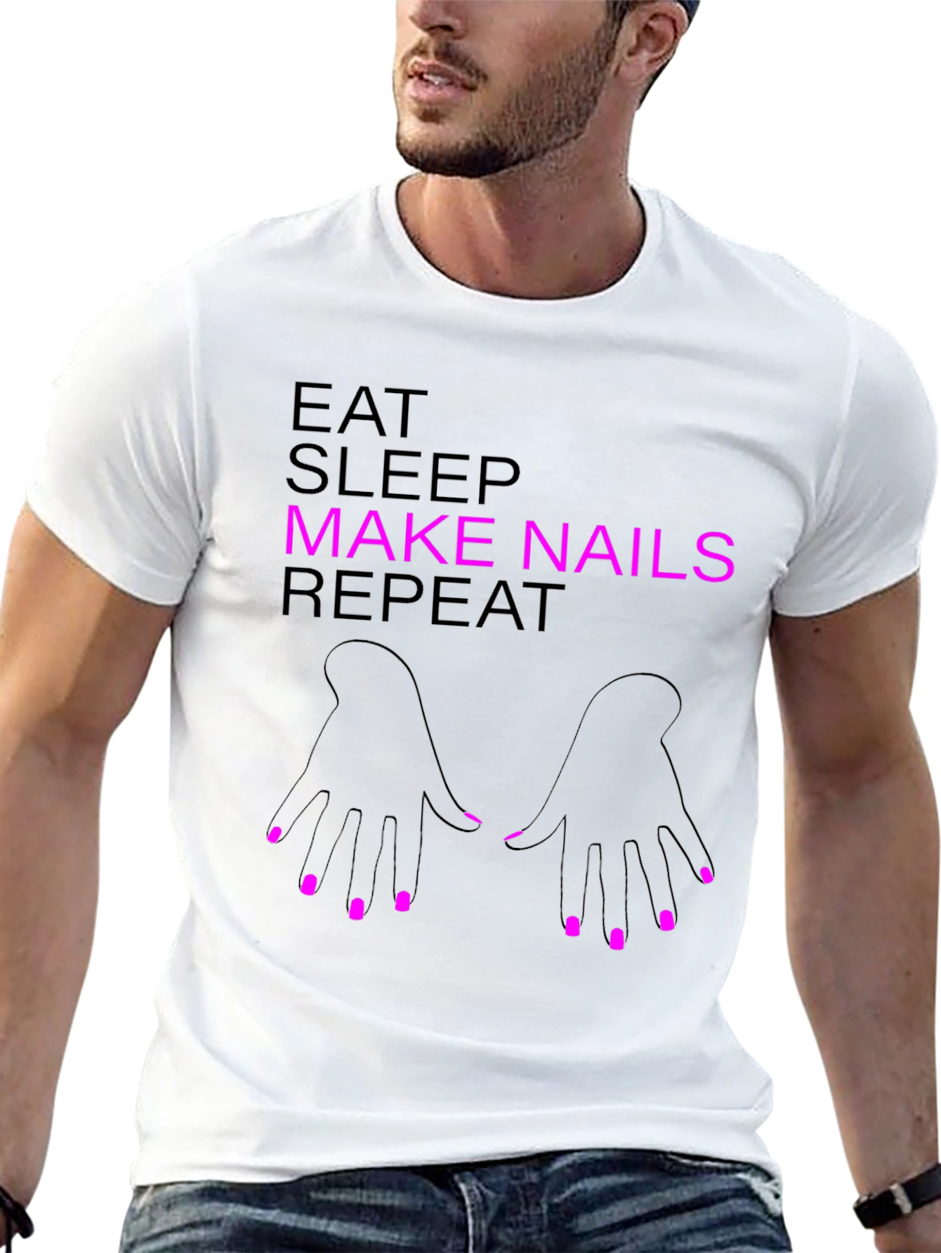 Eat Sleep Make Nails Repeat Graphic Tee - Manicure Lover