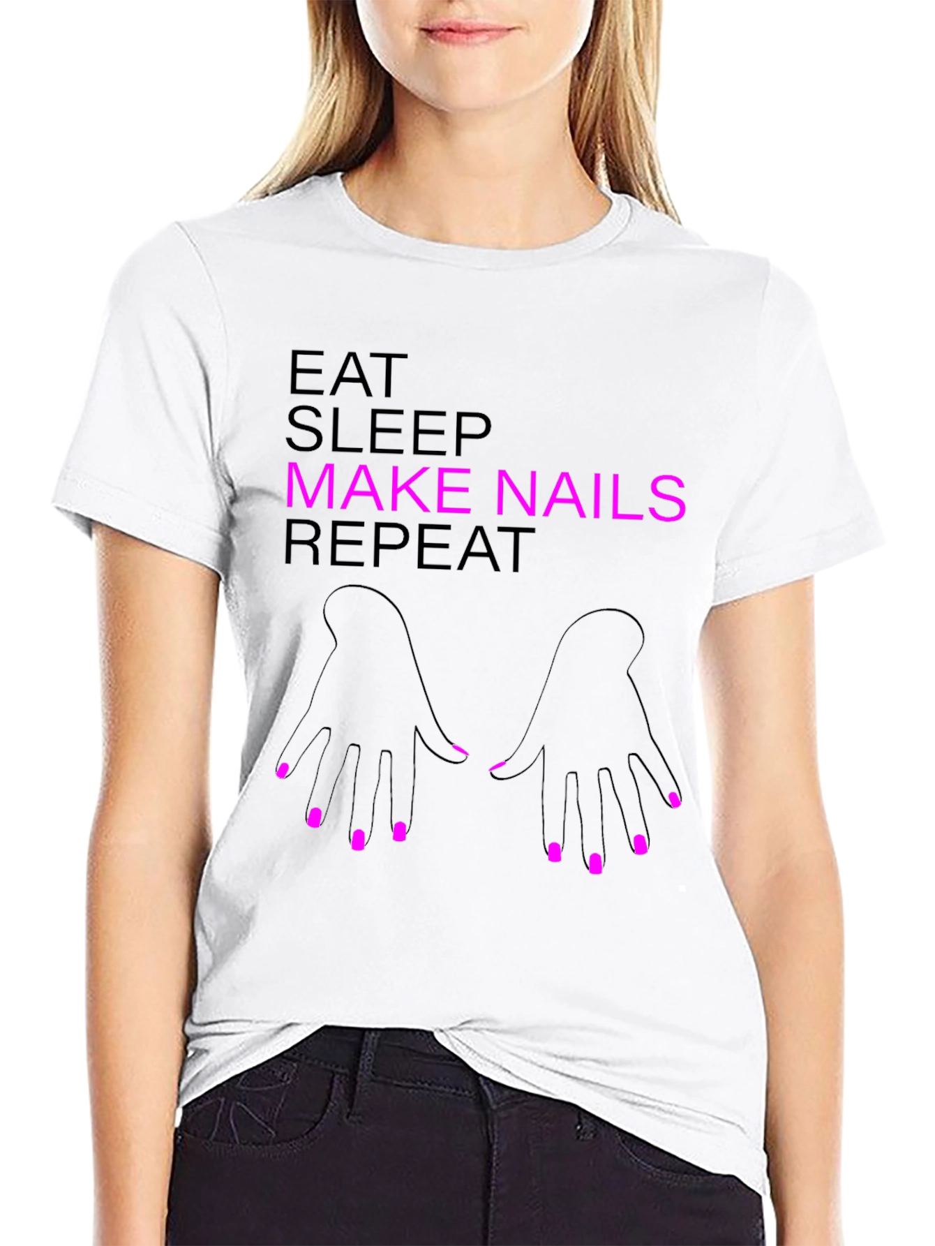 Eat Sleep Make Nails Repeat Graphic Tee - Manicure Lover
