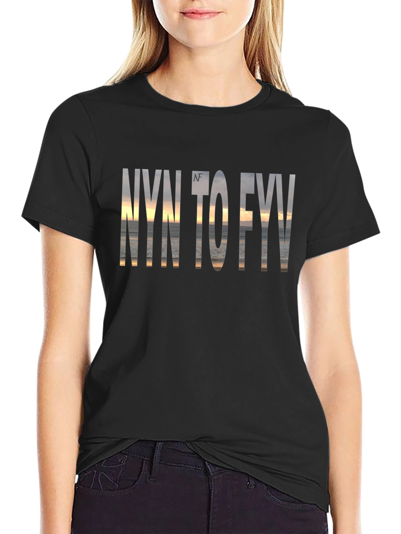 NYN to FYV Graphic Print Black T-Shirt