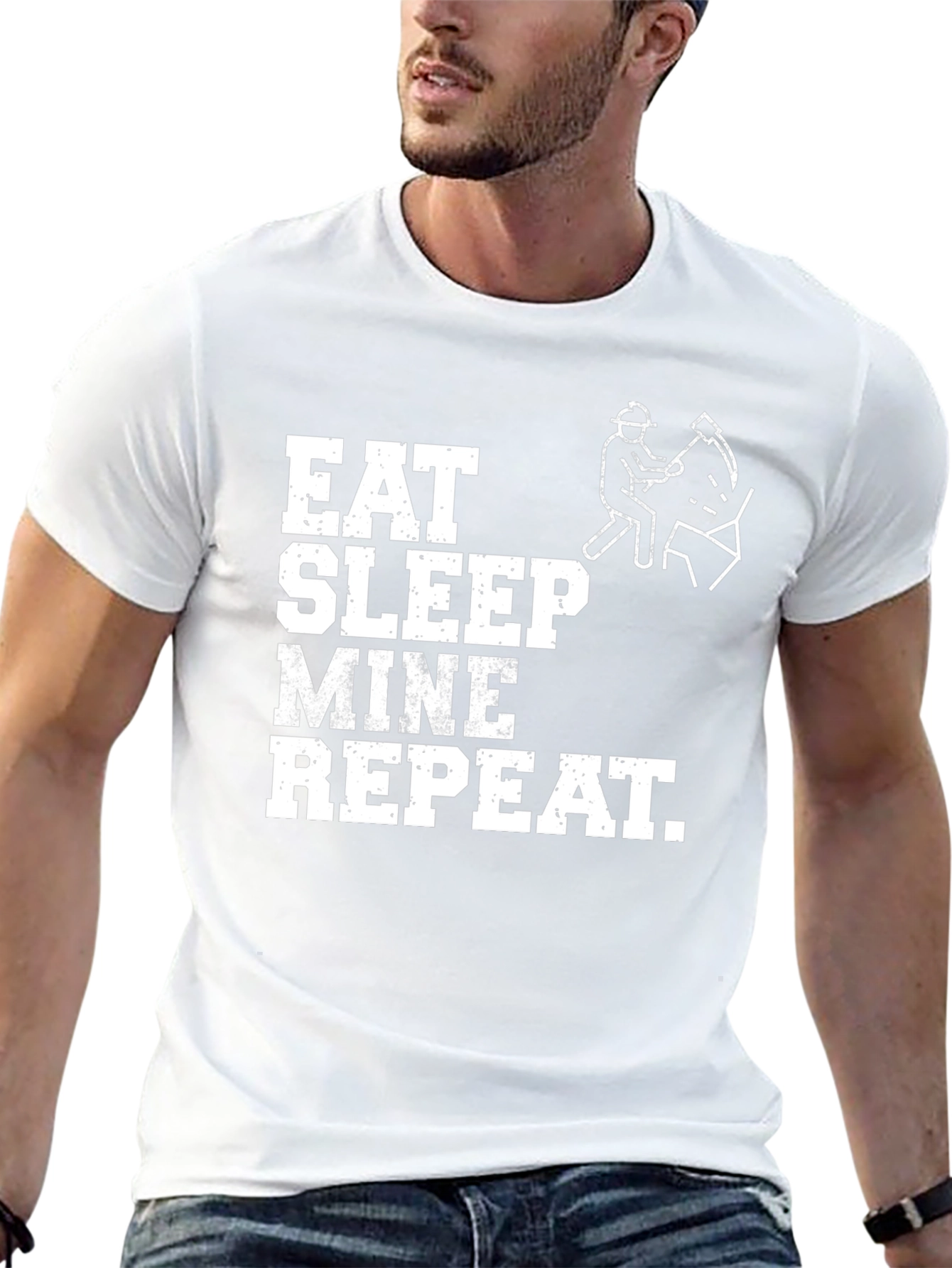 Eat Sleep Mine Repeat Graphic Tee - Black T-Shirt