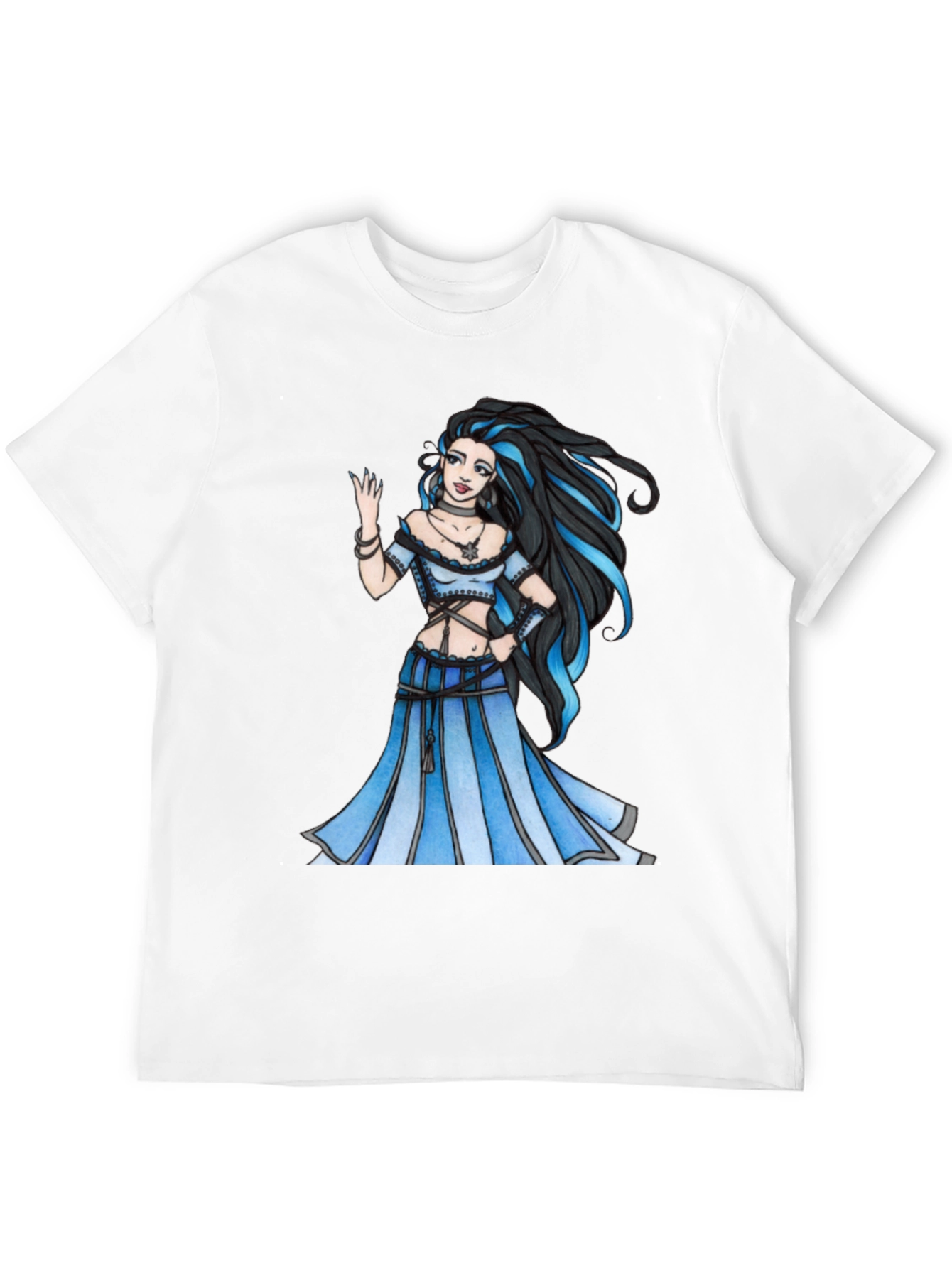 Fantasy Maiden Graphic Print Black Tee