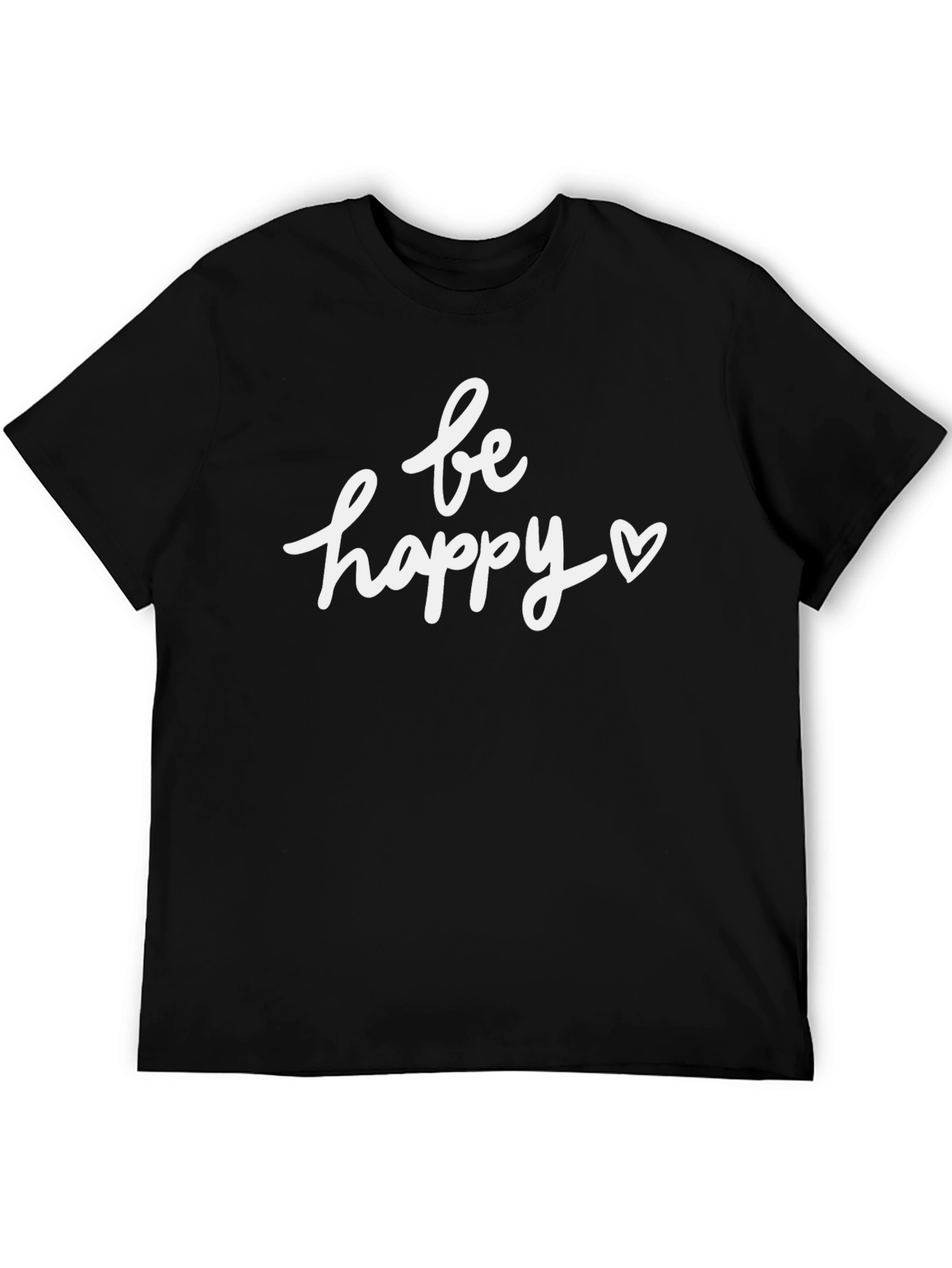 Be Happy Graphic Tee - Black Cotton Blend Shirt