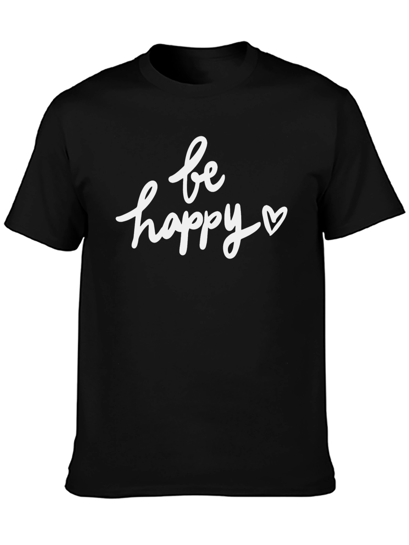 Be Happy Graphic Tee - Black Cotton Blend Shirt