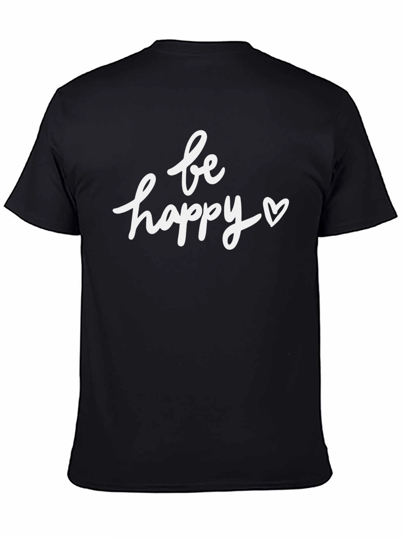 Be Happy Graphic Tee - Black Cotton Blend Shirt