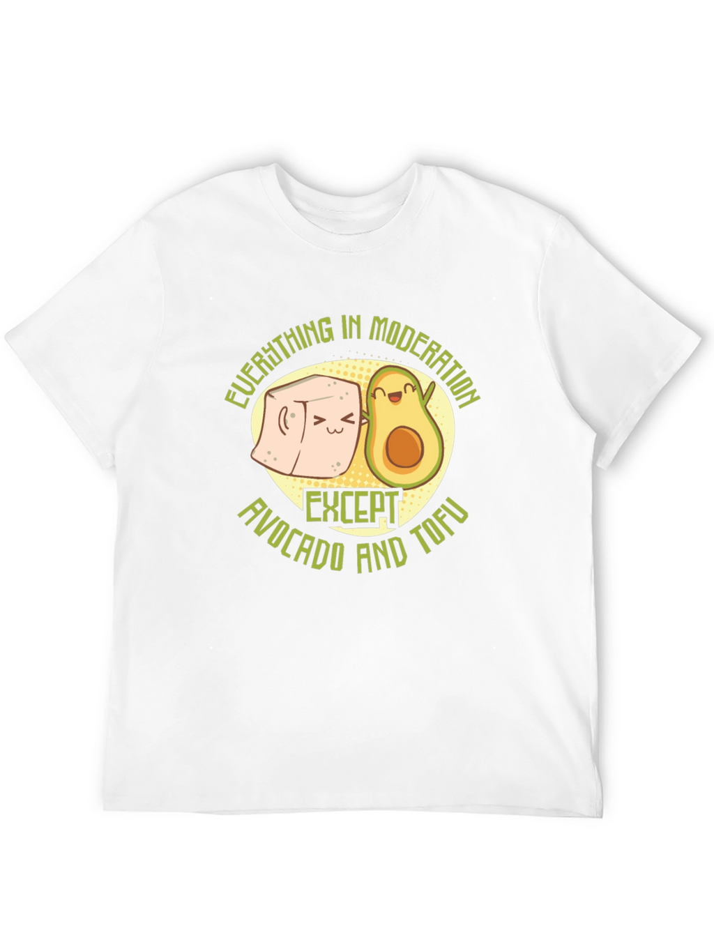 Avocado and Tofu Graphic Print Black T-Shirt