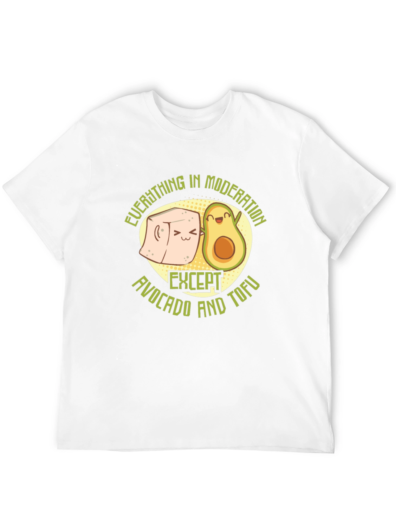 Avocado and Tofu Graphic Print Black T-Shirt