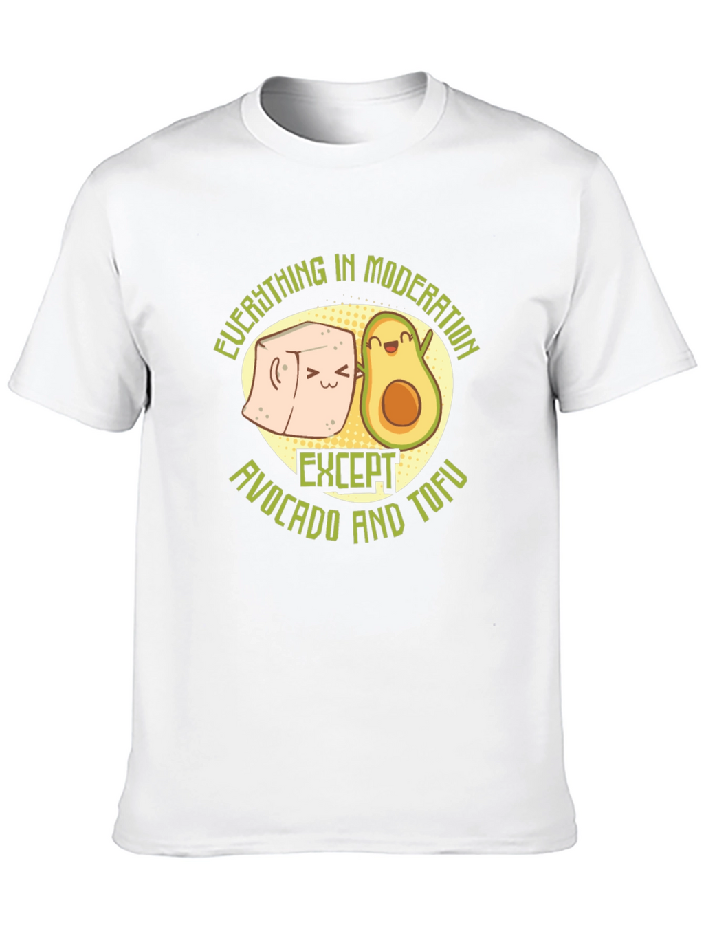 Avocado and Tofu Graphic Print Black T-Shirt
