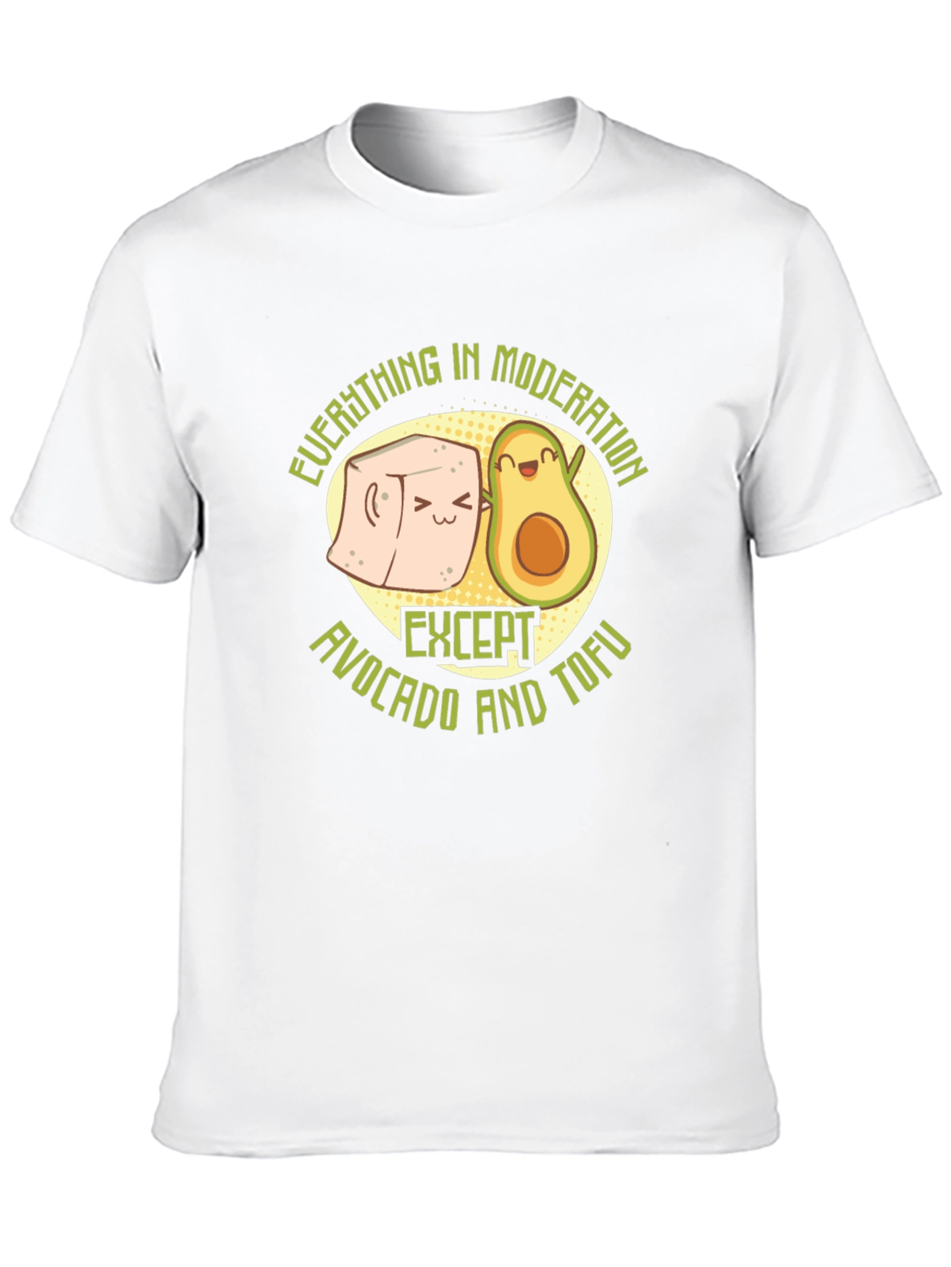 Avocado and Tofu Graphic Print Black T-Shirt