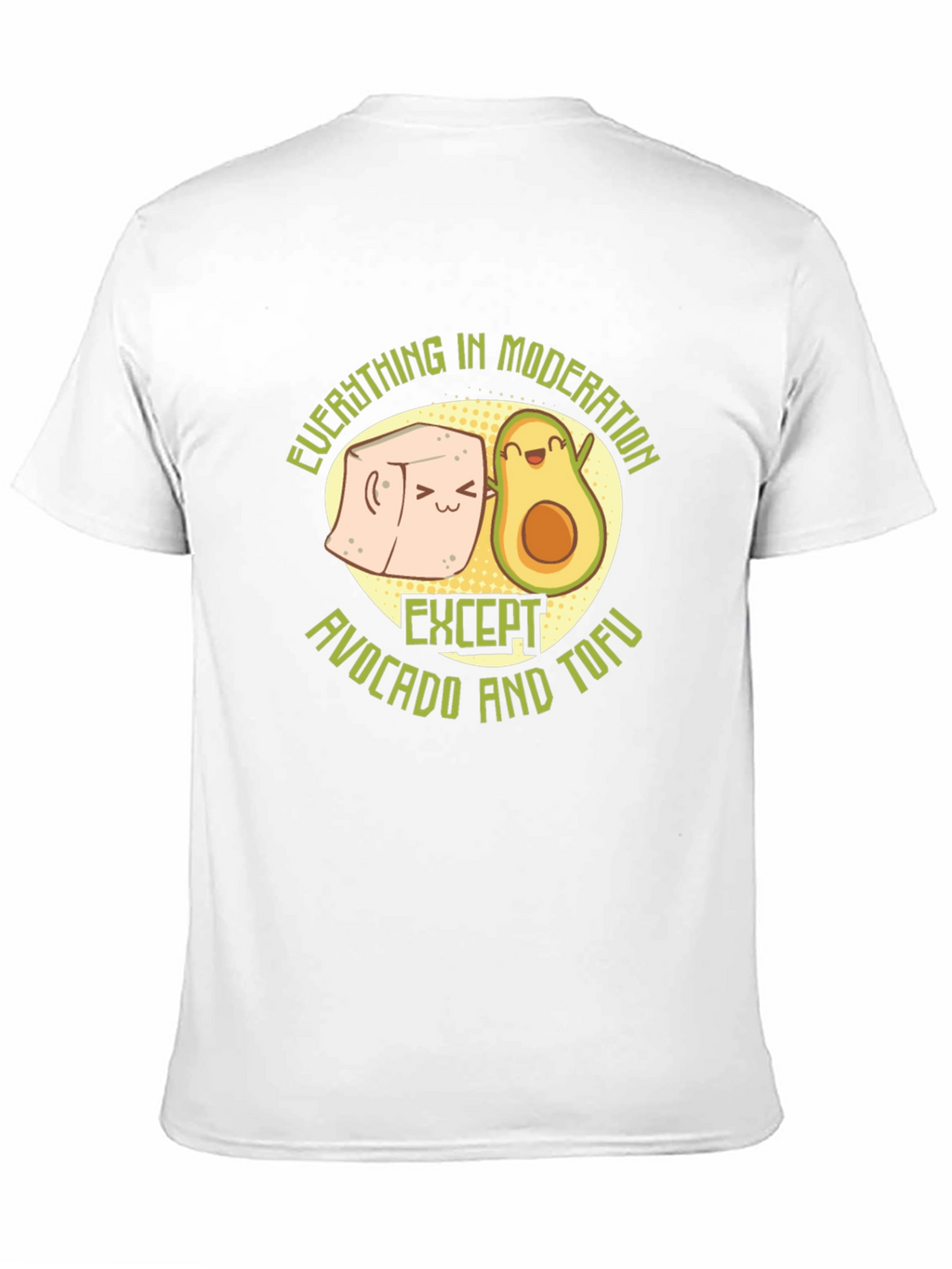 Avocado and Tofu Graphic Print Black T-Shirt