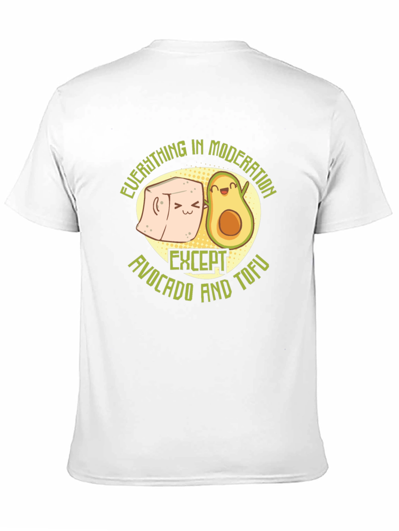 Avocado and Tofu Graphic Print Black T-Shirt