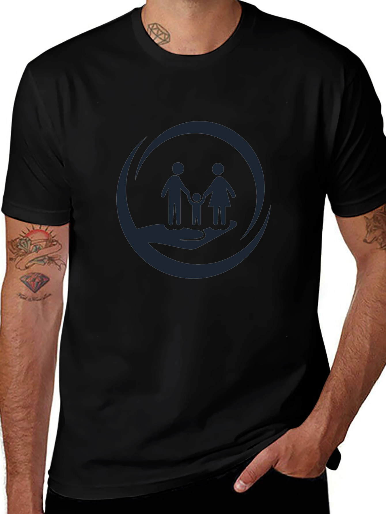 Family Support Graphic Tee - Black Cotton Comfort