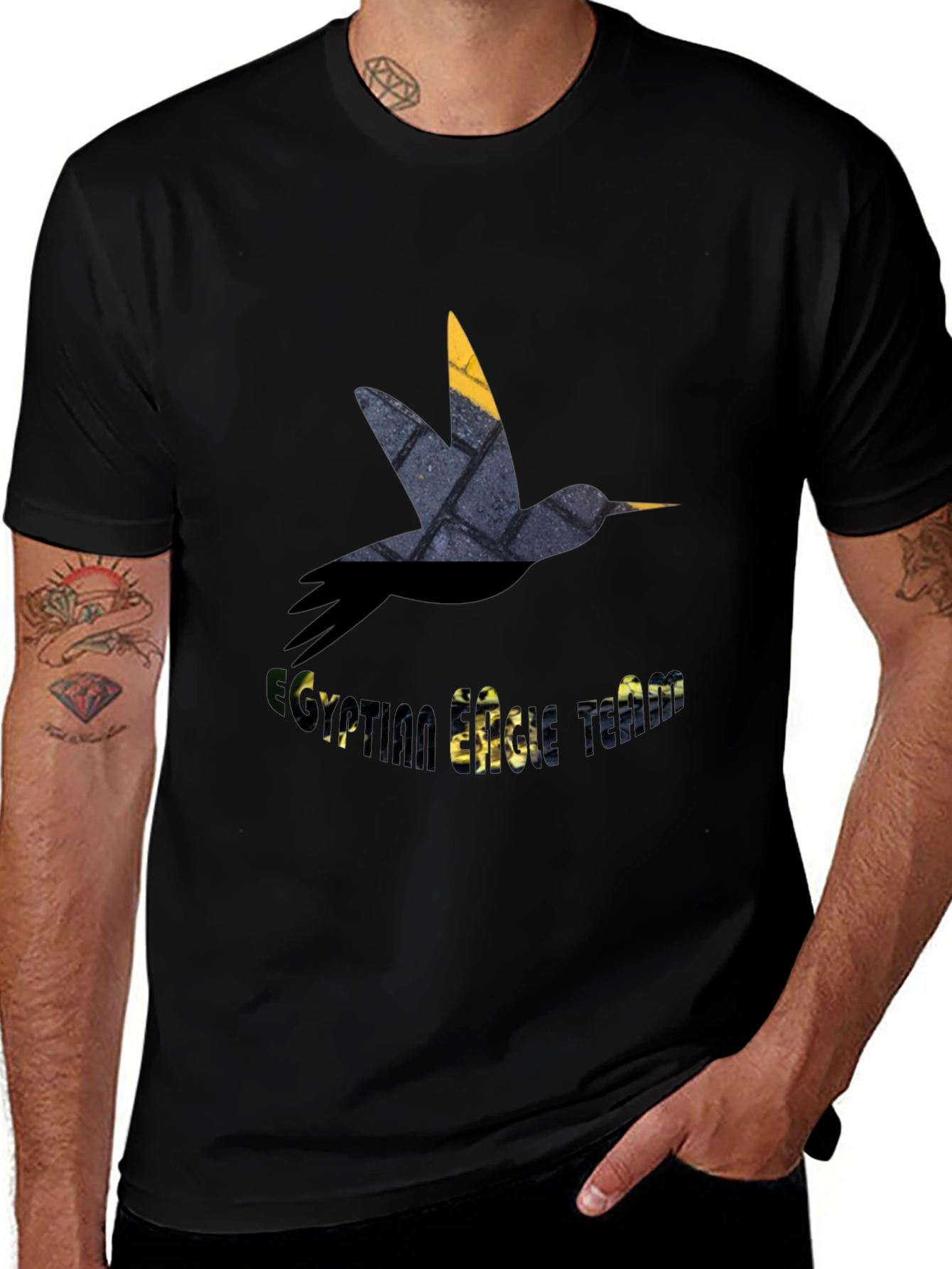 Stylish Bird Graphic Black T-Shirt