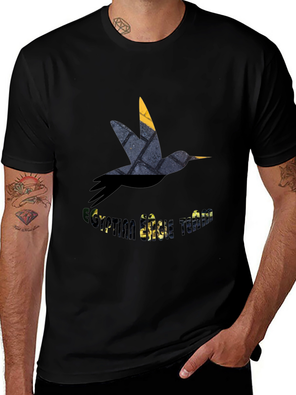 Stylish Bird Graphic Black T-Shirt