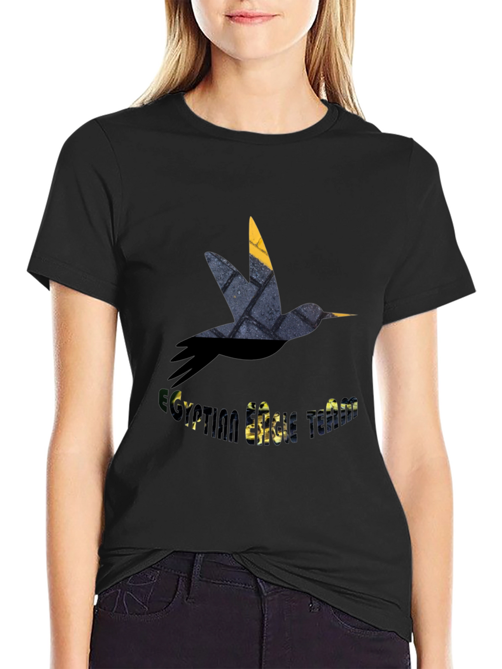 Stylish Bird Graphic Black T-Shirt