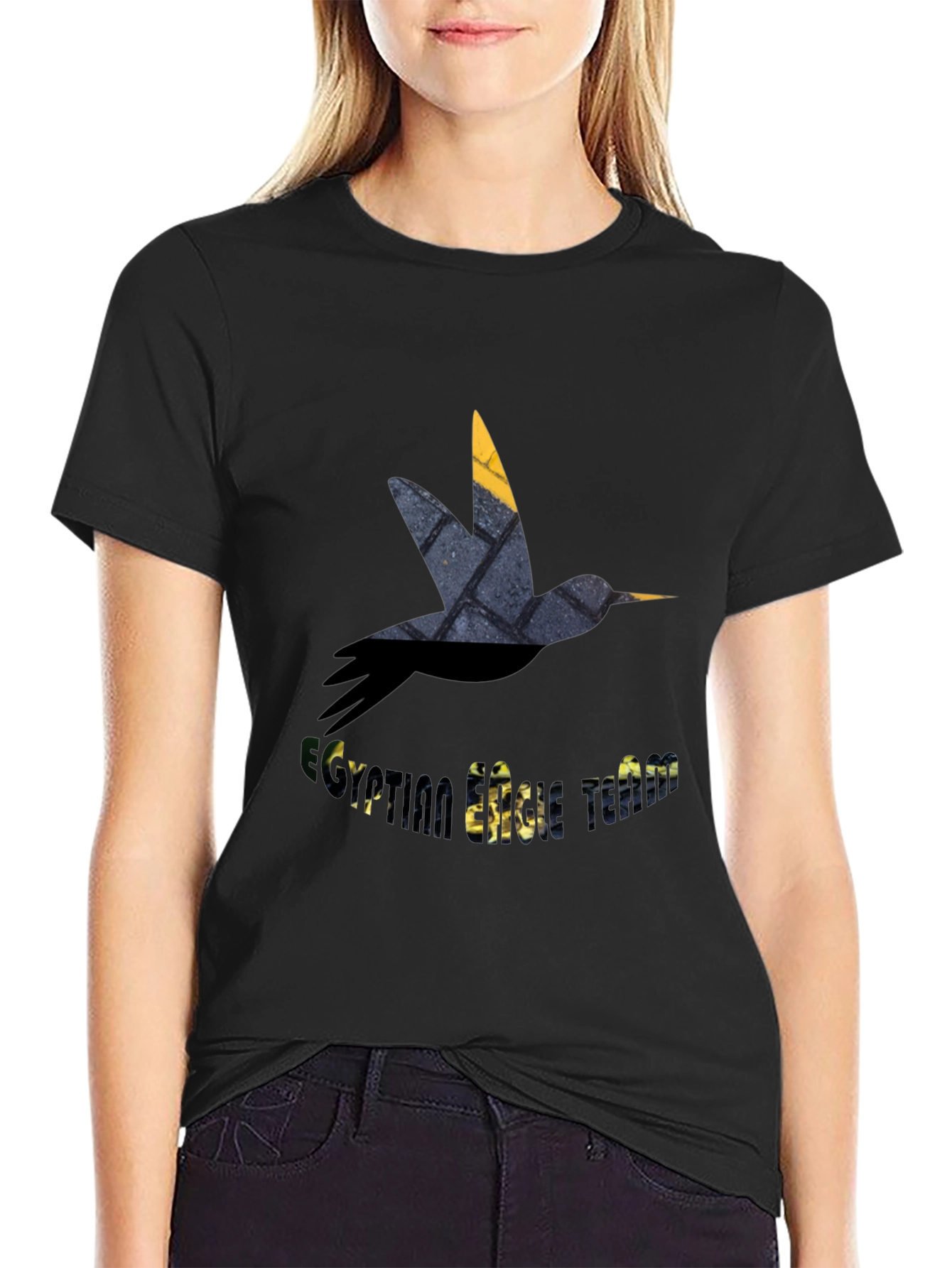 Stylish Bird Graphic Black T-Shirt
