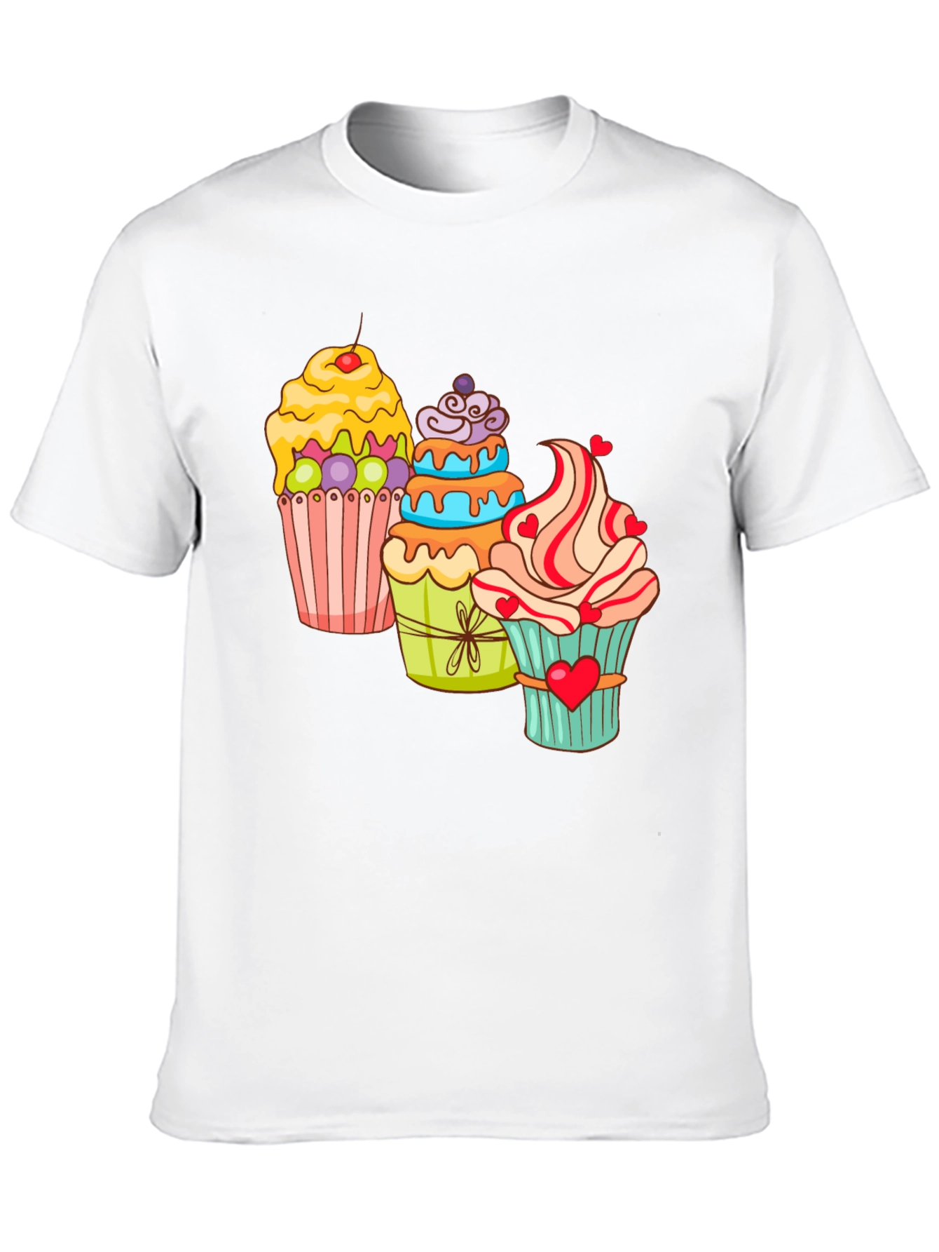 Cupcake T-Shirt Black Cotton Short Sleeve Dessert Lover