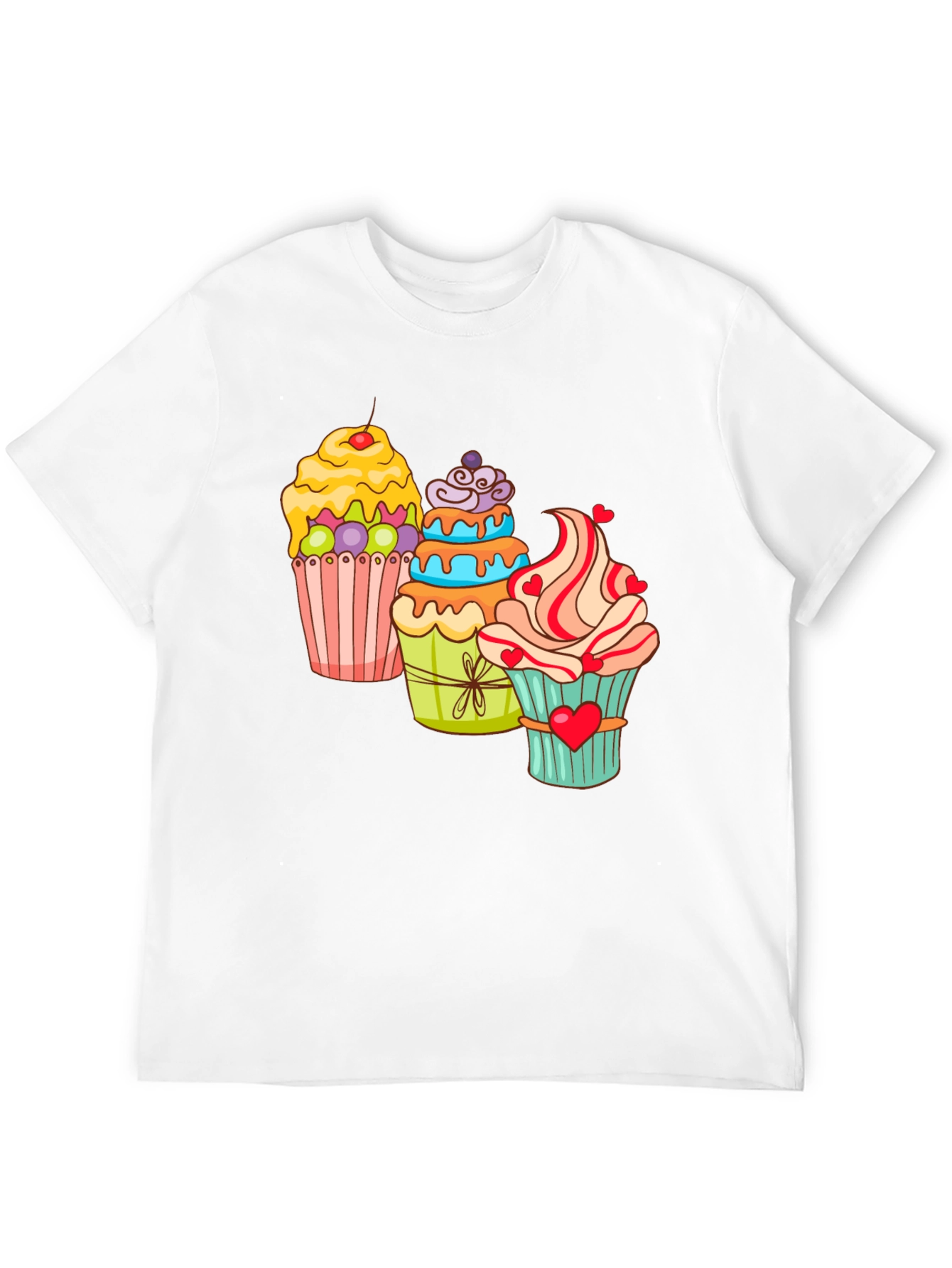 Cupcake T-Shirt Black Cotton Short Sleeve Dessert Lover
