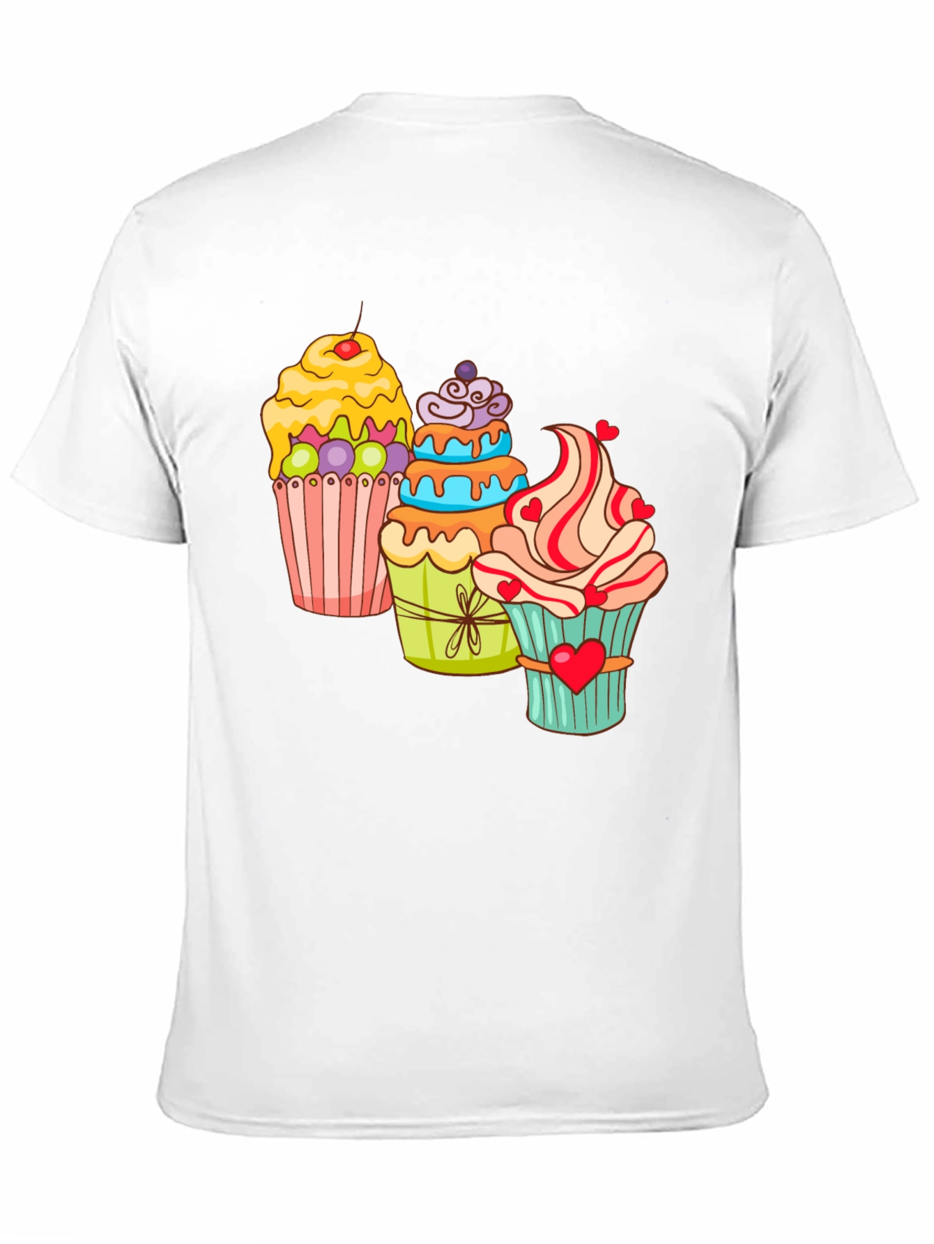 Cupcake T-Shirt Black Cotton Short Sleeve Dessert Lover