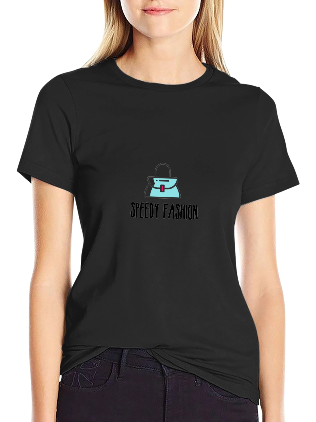 Stylish Black T-Shirt with Speedy Fashion Graphic