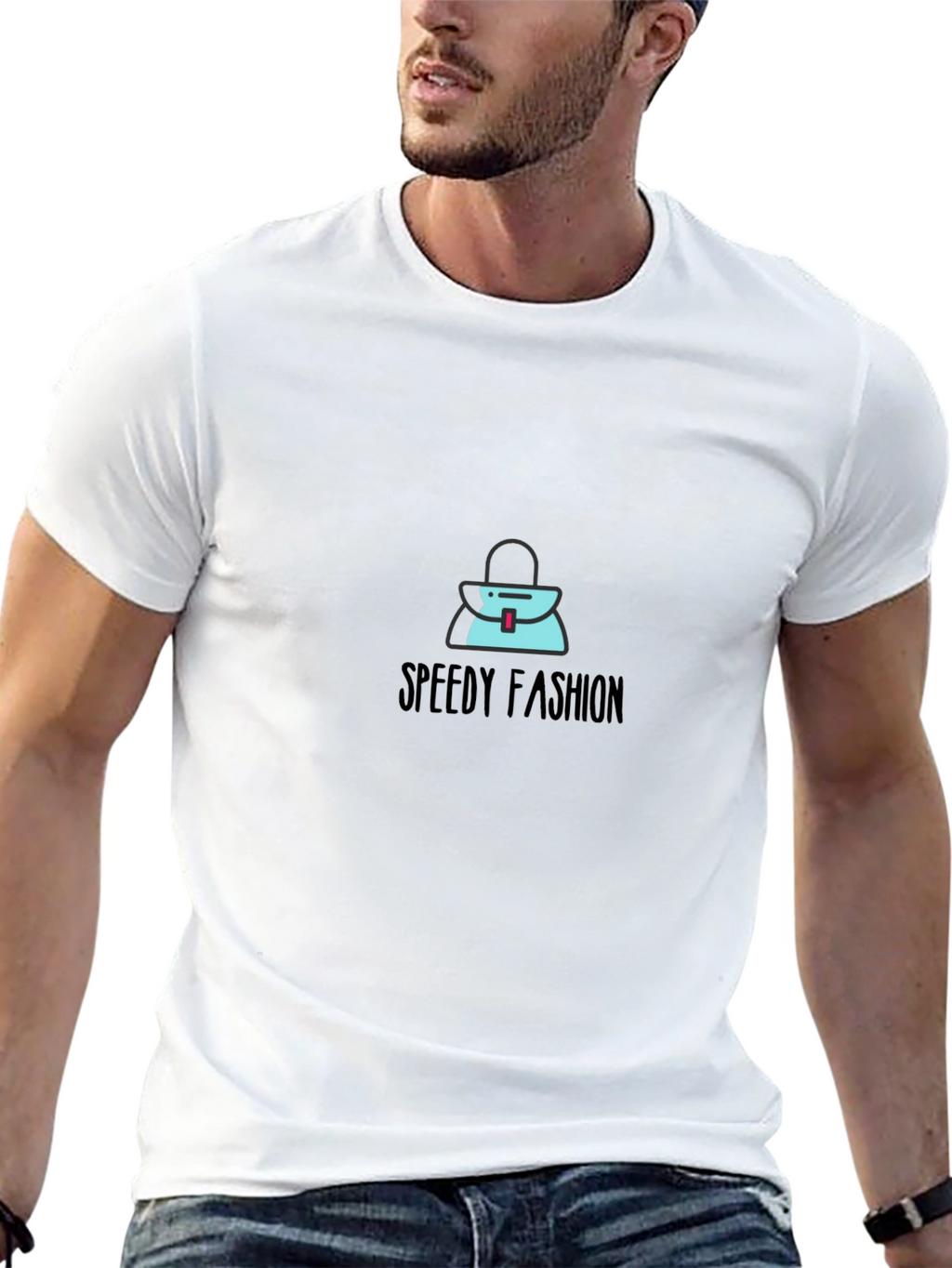 Stylish Black T-Shirt with Speedy Fashion Graphic
