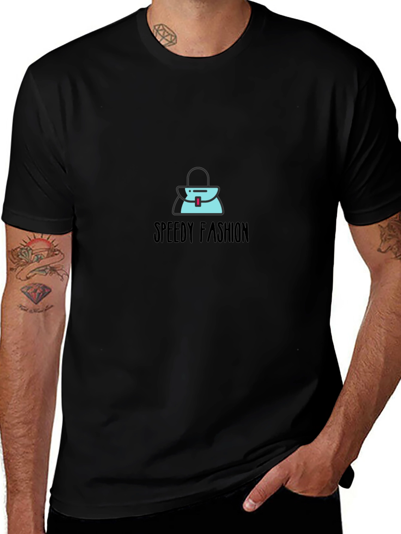 Stylish Black T-Shirt with Speedy Fashion Graphic