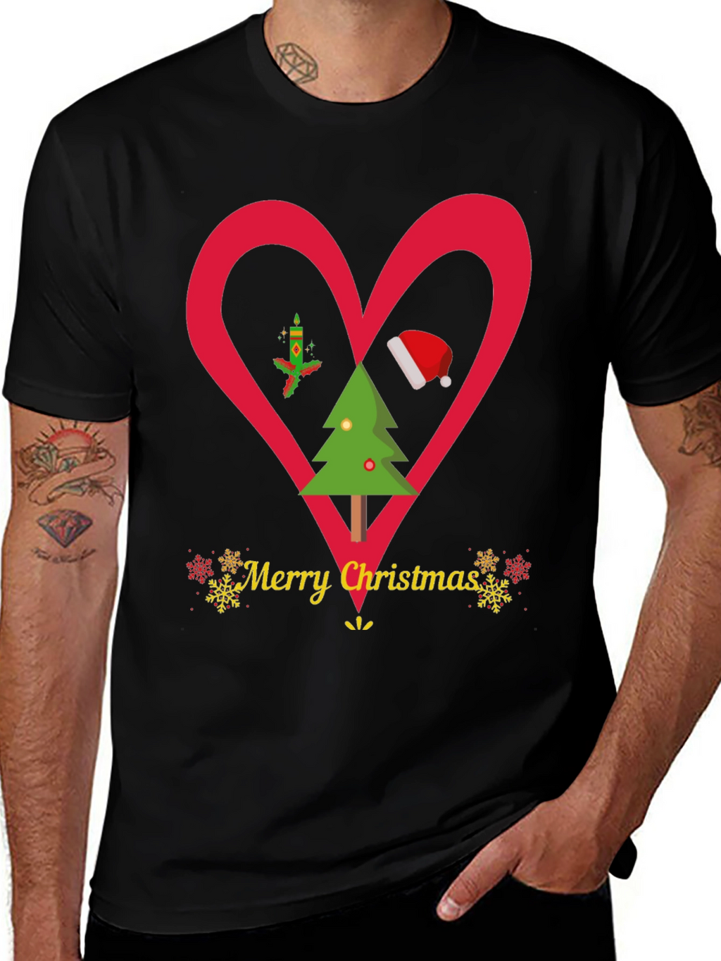Christmas Heart T-Shirt Festive Holiday Apparel