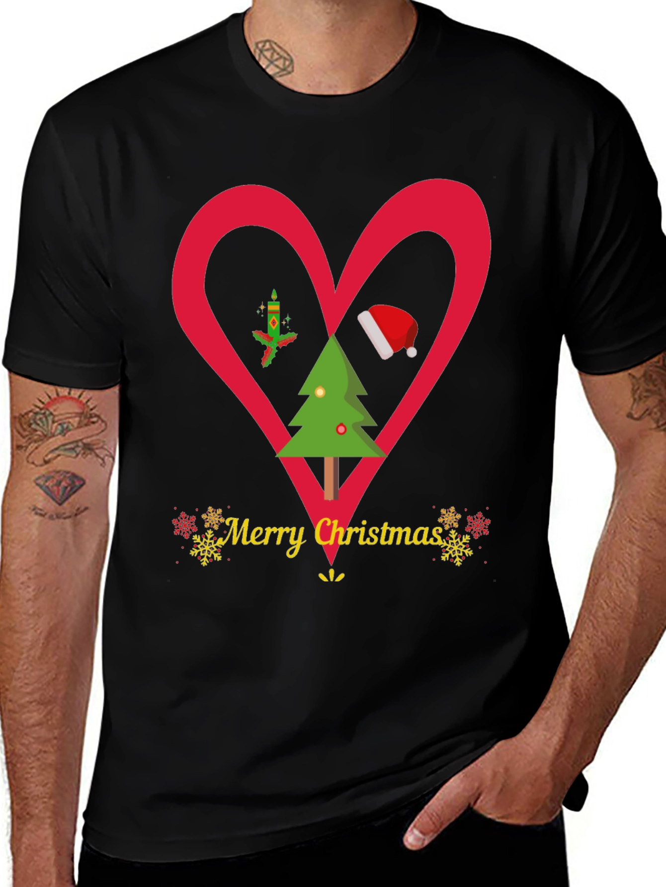Christmas Heart T-Shirt Festive Holiday Apparel