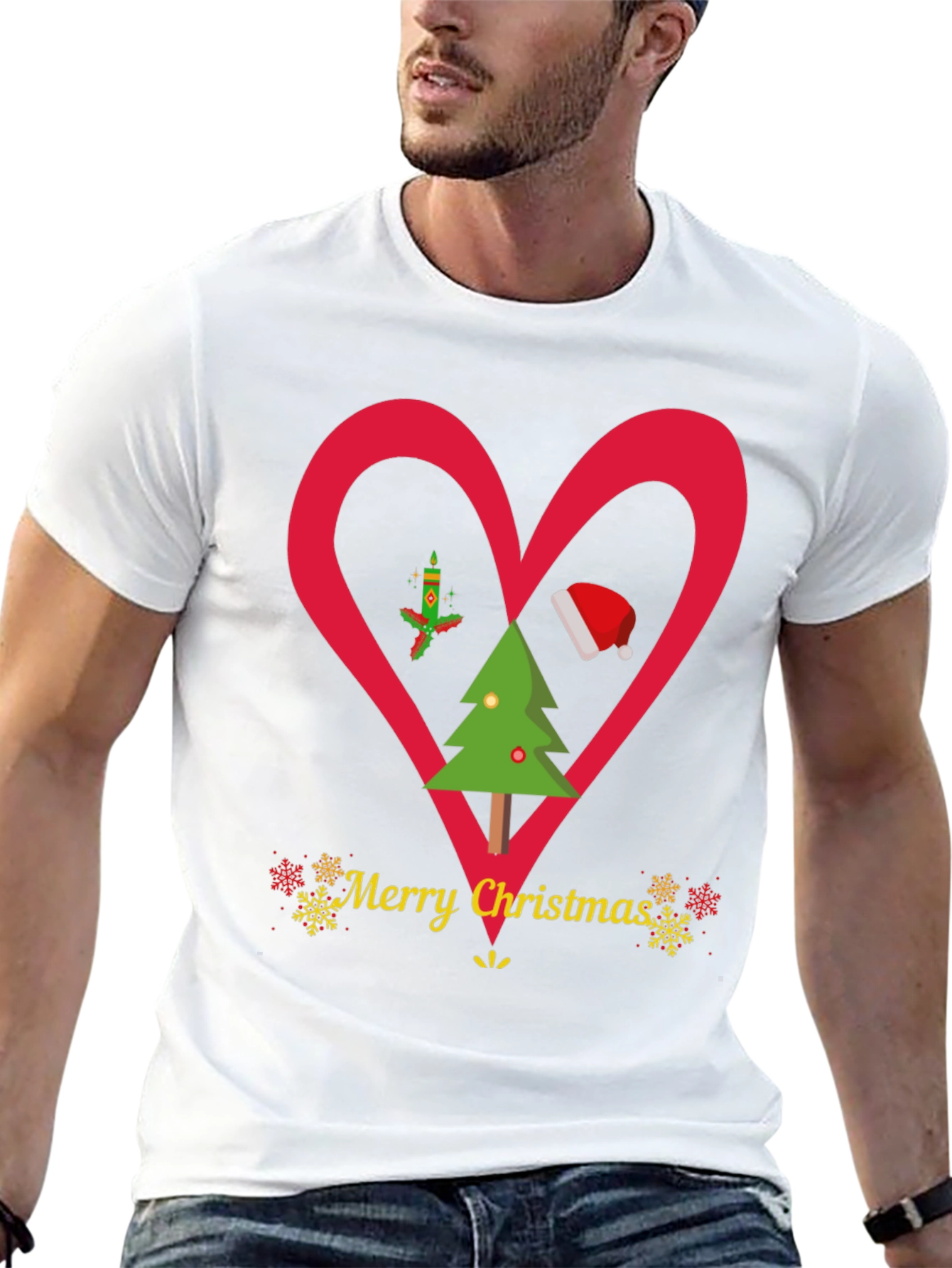Christmas Heart T-Shirt Festive Holiday Apparel