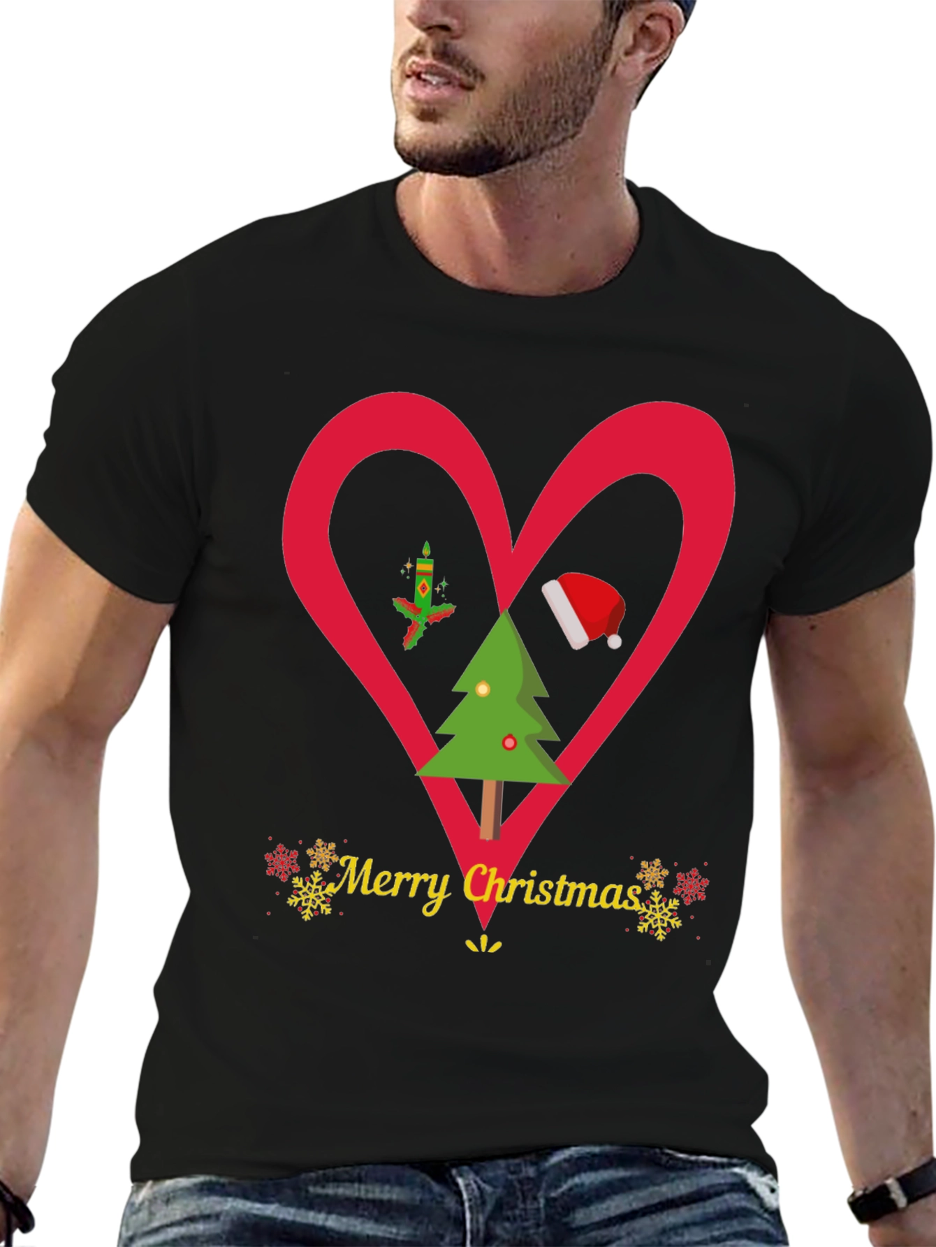 Christmas Heart T-Shirt Festive Holiday Apparel