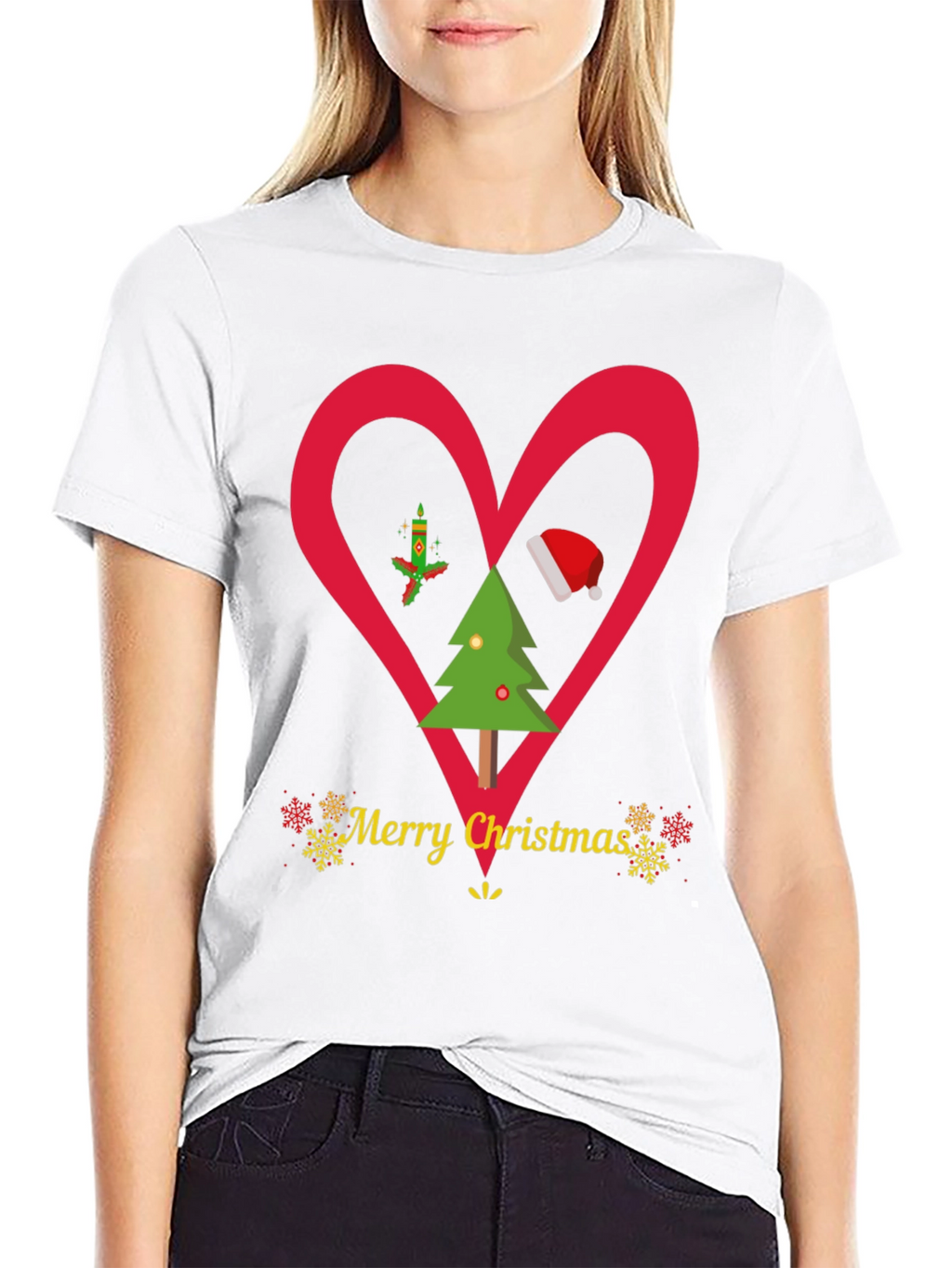 Christmas Heart T-Shirt Festive Holiday Apparel