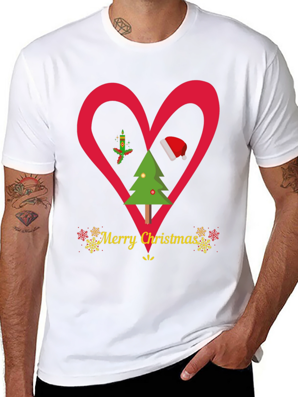 Christmas Heart T-Shirt Festive Holiday Apparel