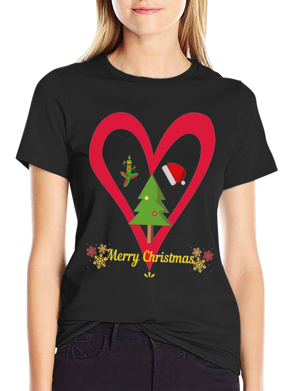 Christmas Heart T-Shirt Festive Holiday Apparel