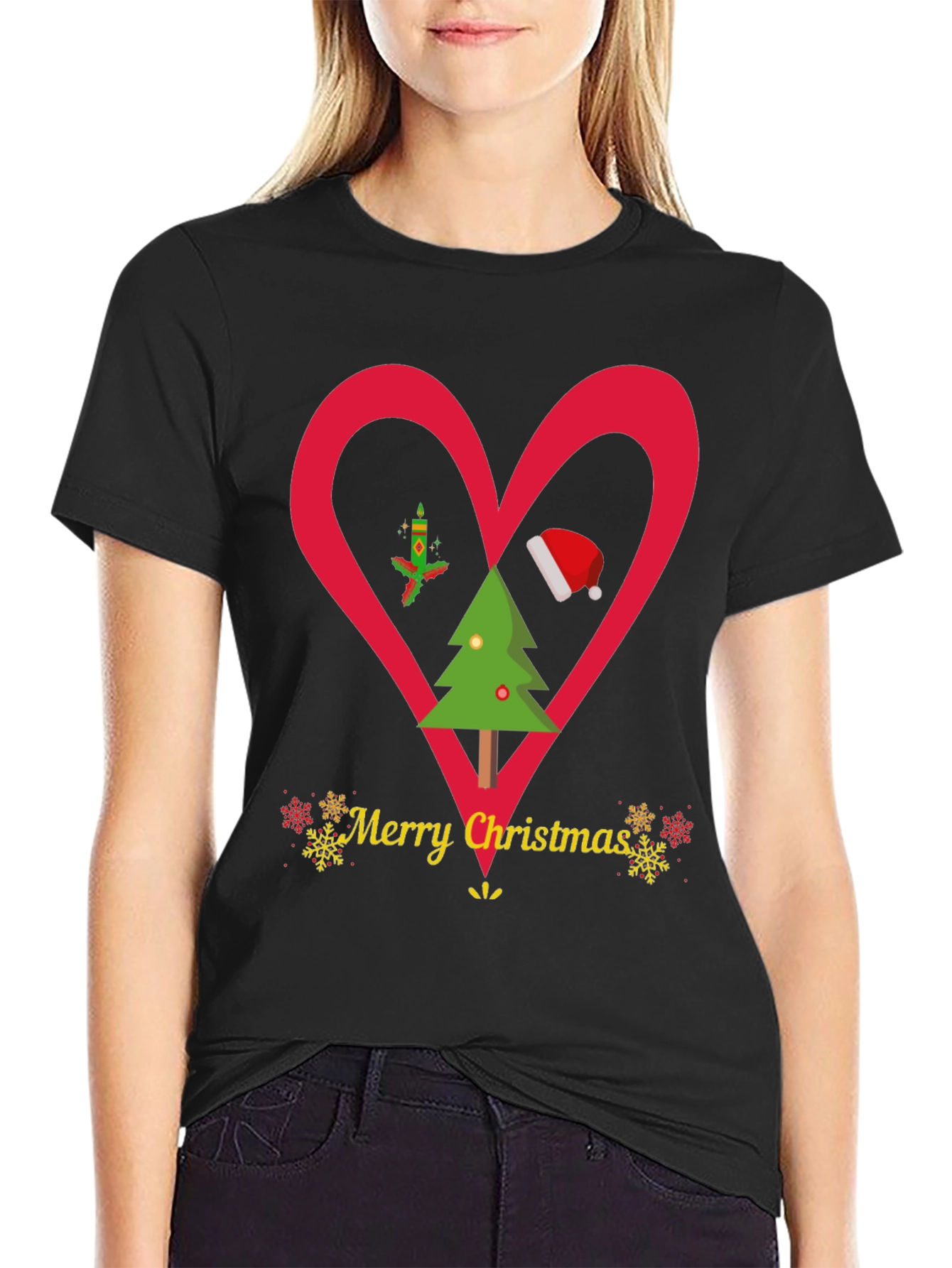 Christmas Heart T-Shirt Festive Holiday Apparel