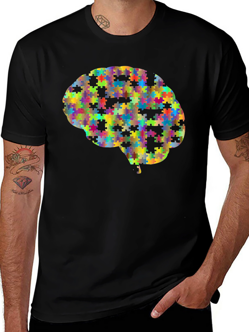 Puzzle Piece Brain Graphic Tee - Unisex