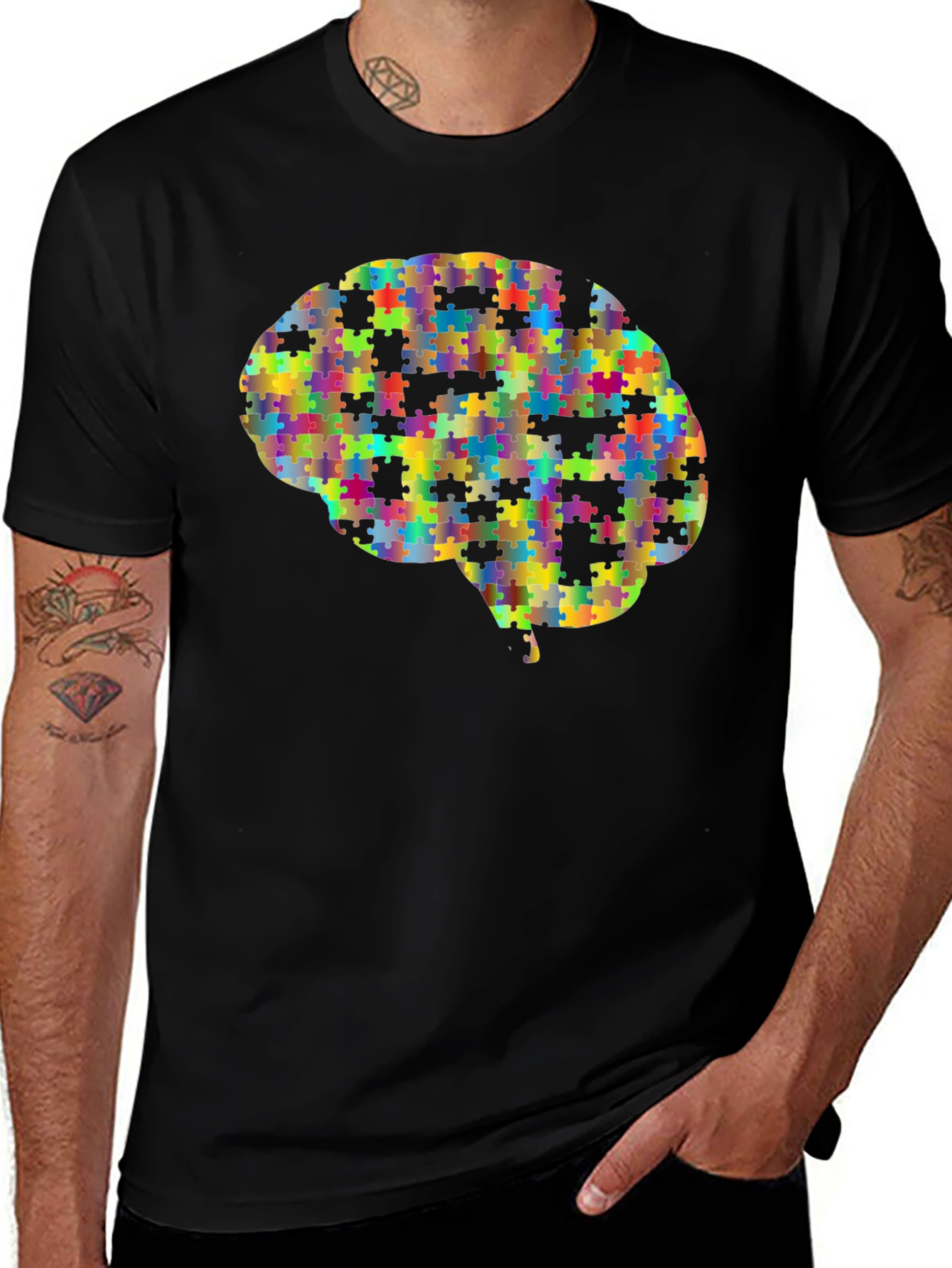 Puzzle Piece Brain Graphic Tee - Unisex