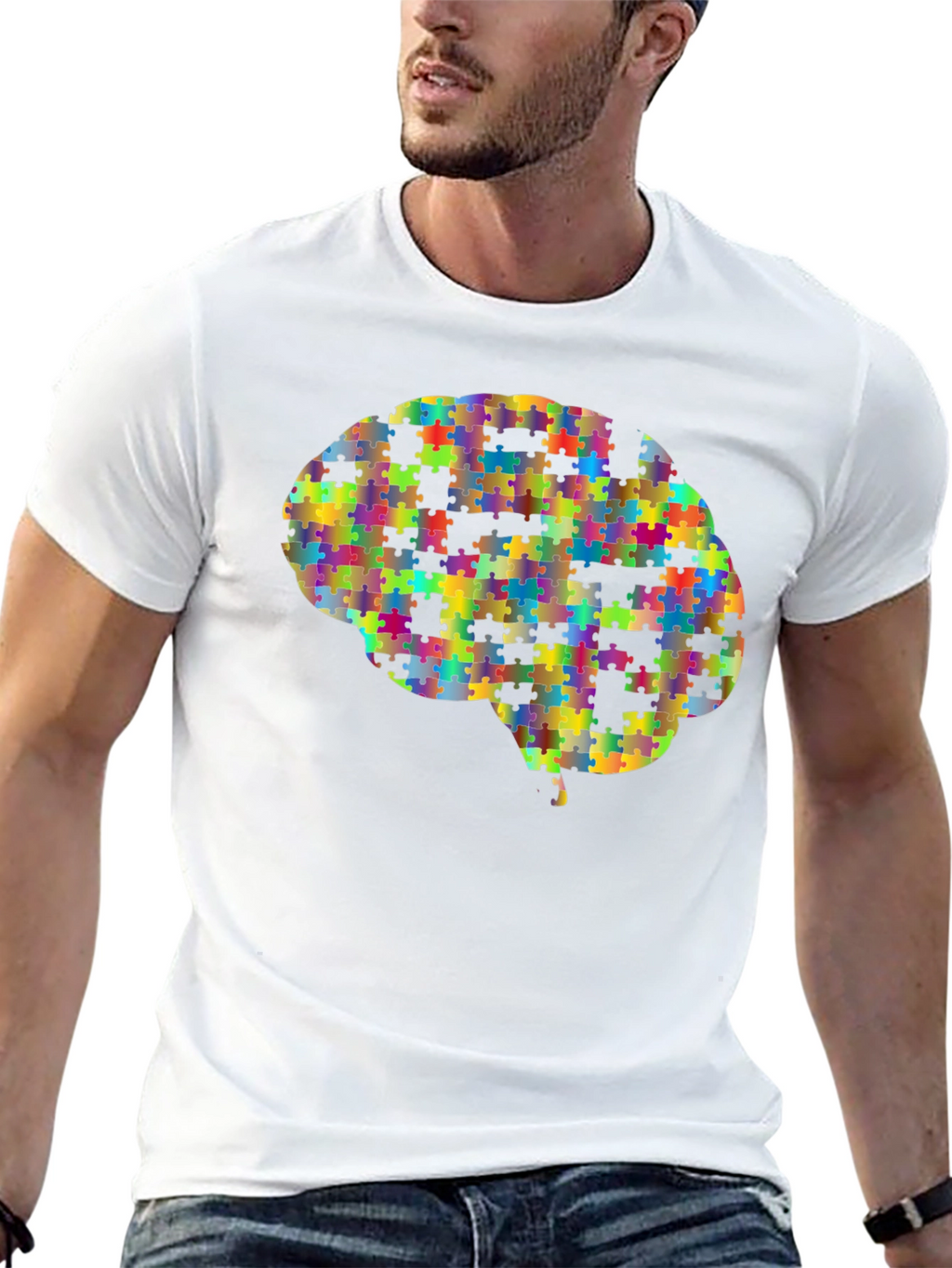 Puzzle Piece Brain Graphic Tee - Unisex