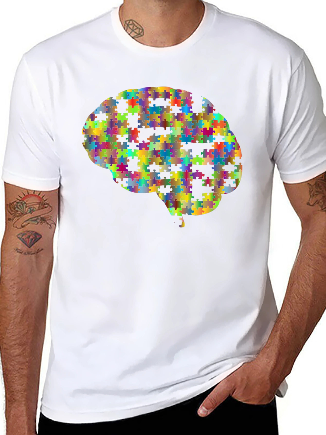 Puzzle Piece Brain Graphic Tee - Unisex