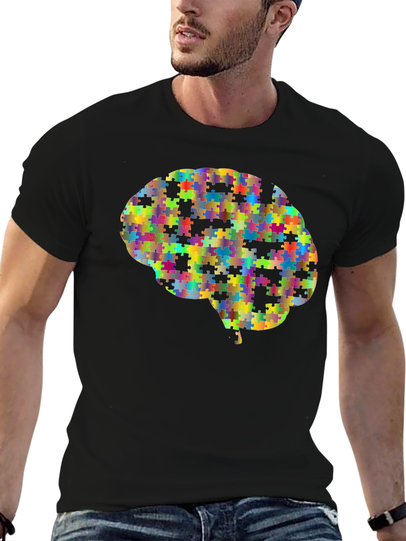 Puzzle Piece Brain Graphic Tee - Unisex