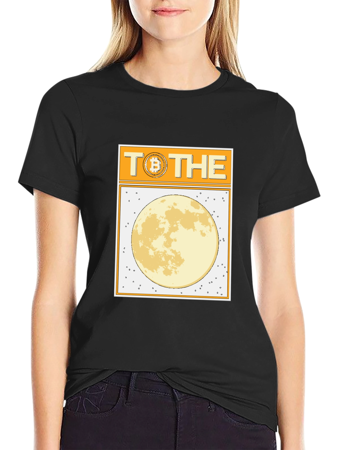 Bitcoin to the Moon Black T-Shirt