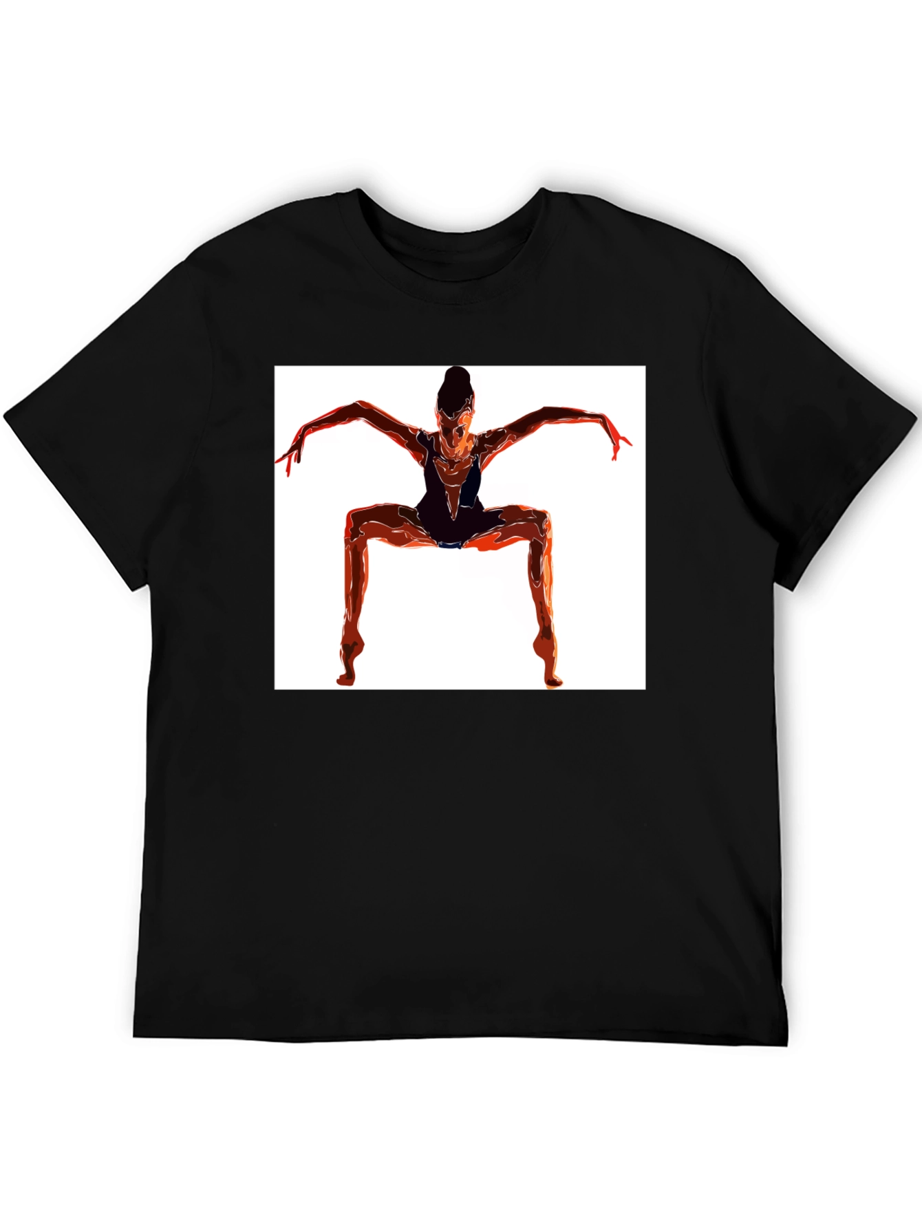 Abstract Dancer Graphic Tee - Modern Black T-Shirt