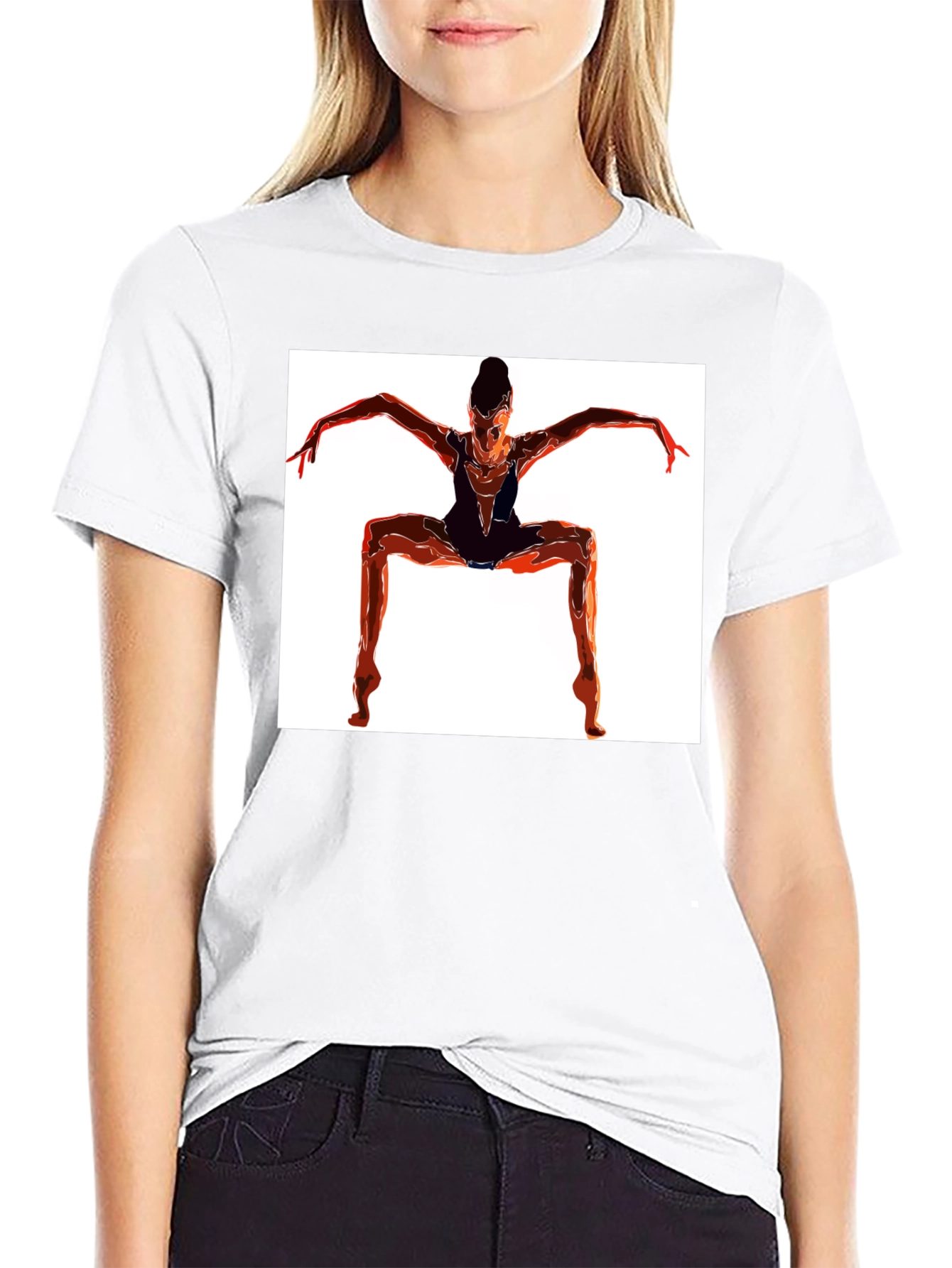 Abstract Dancer Graphic Tee - Modern Black T-Shirt